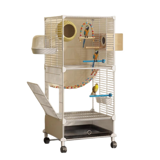 Twinsing Luxury Villa Iron Bird Cage with Breeding Box, White