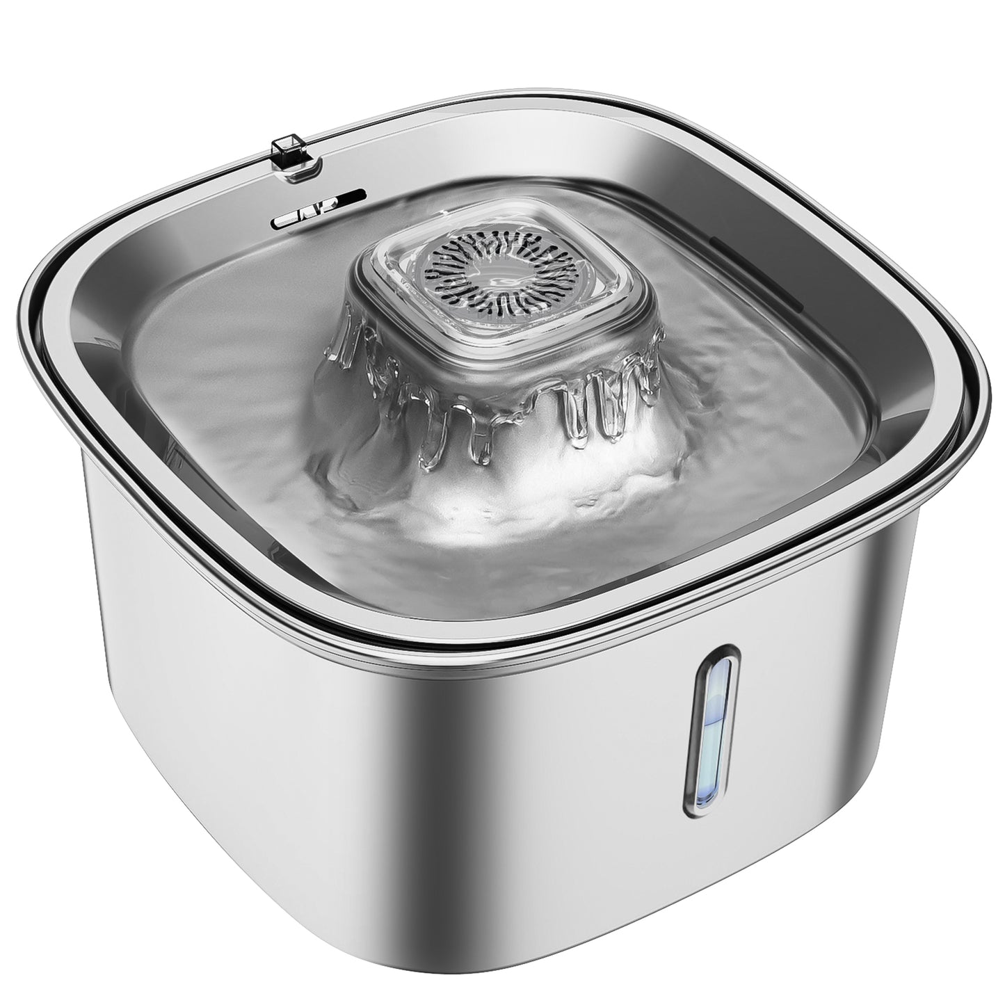 UPSKY Cat Fountain Stainless Steel 100 oz/3 L Cat Fountain Suitable for Drinking Pet Fountain Suitable for Cats Indoor Metal Automatic Dog Water Dispenser Cat Feeding with Water Level Window