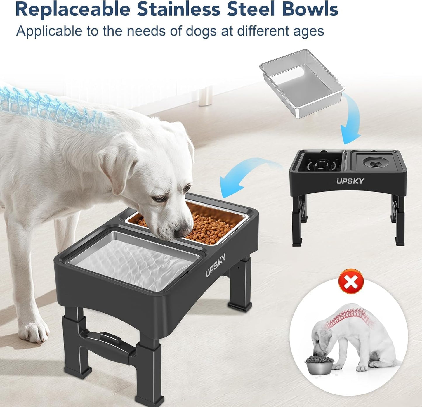 Generic 2Pcs Stainless Steel Dog Bowl, 50 Oz, 5 Cups, Modern, Silver, 9.1 x 6.8 x 4.3 Inches, Medium & Large Dogs