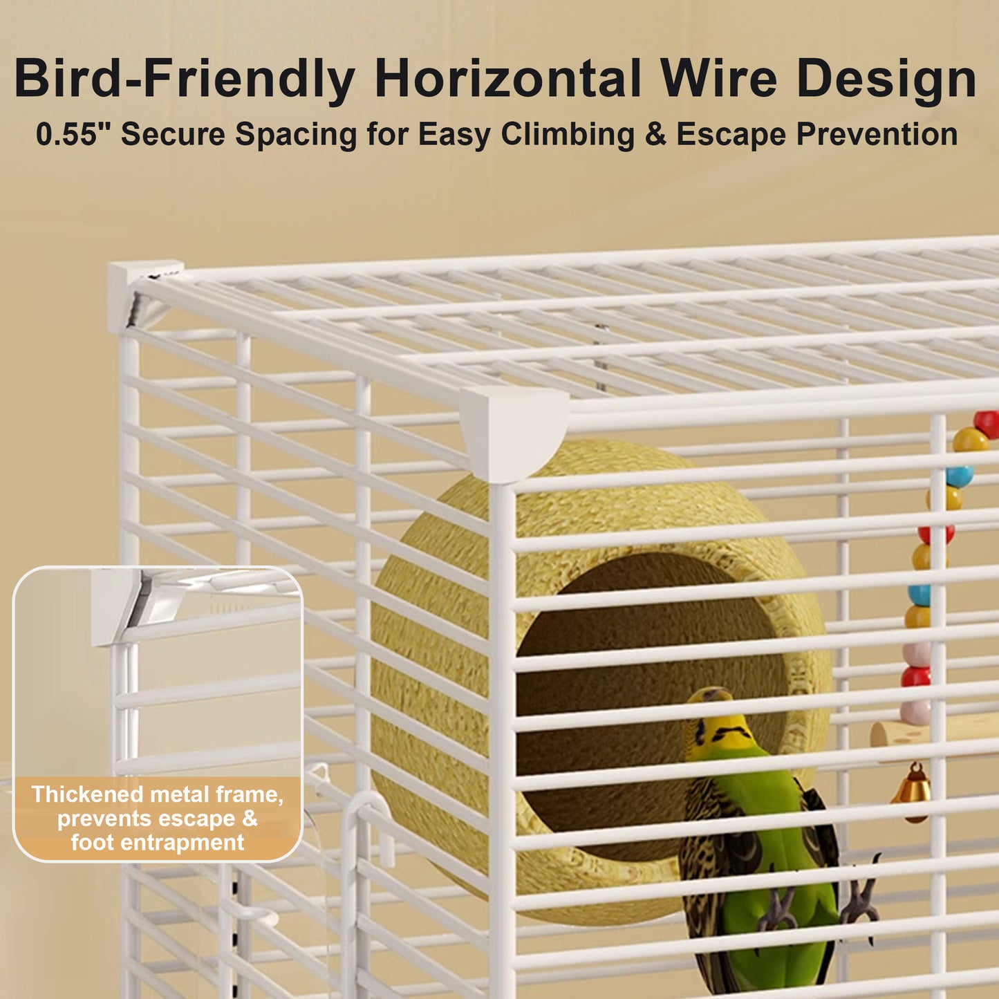 Twinsing Luxury Villa Iron Bird Cage with Breeding Box, White
