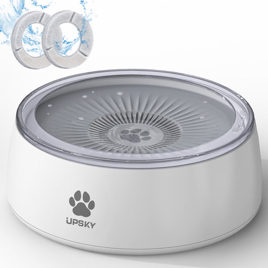 UPSKY No Spill Splash Proof Non-Skid Plastic Slow Feeder Mat Dog & Cat Bowl, Grey, Large: 3-L