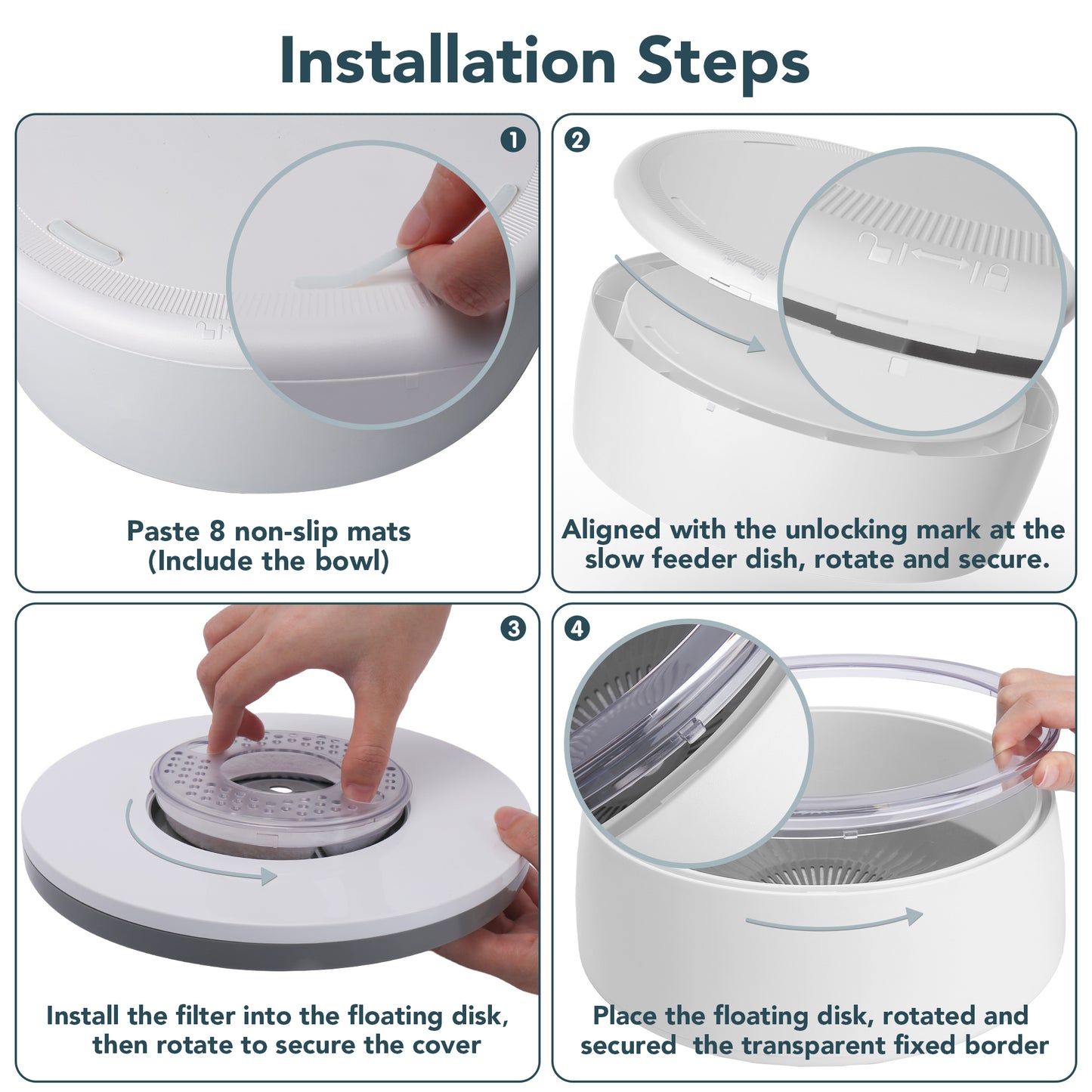 UPSKY No Spill Splash Proof Non-Skid Plastic Slow Feeder Mat Dog & Cat Bowl, Grey, Large: 3-L