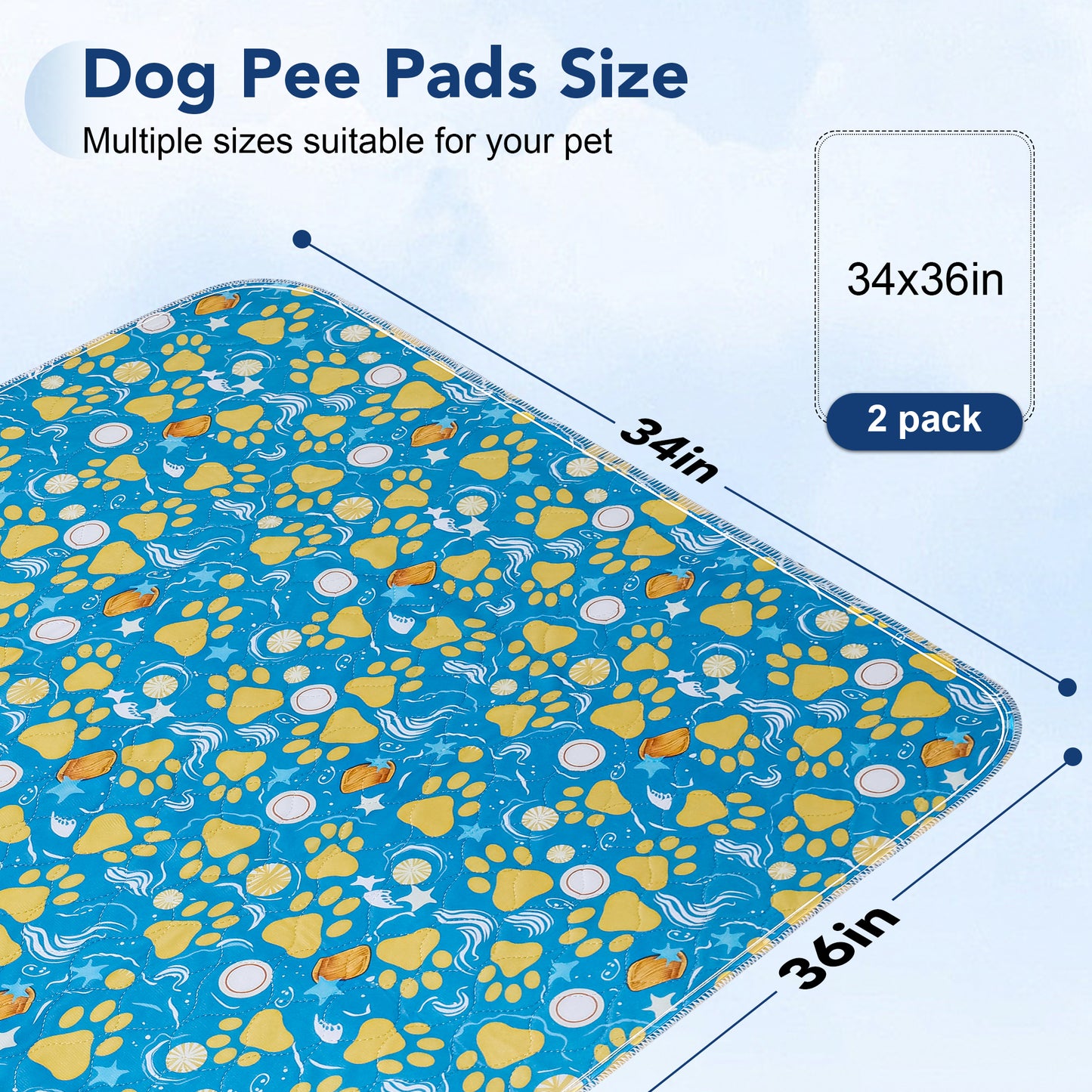 UPSKY Washable Reusable Super Absorbent Waterproof Dog Pee Pads, 2 count