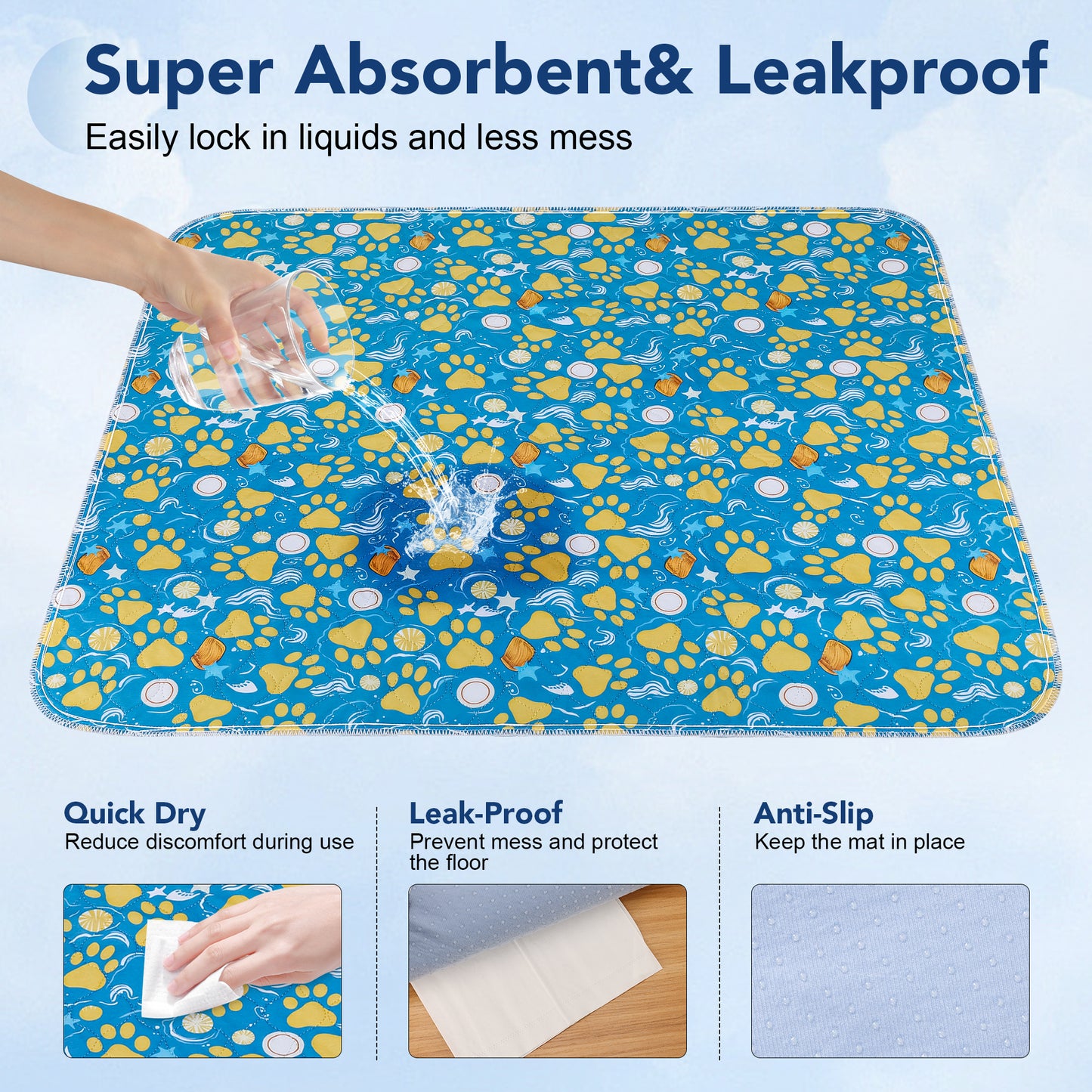 UPSKY Washable Reusable Super Absorbent Waterproof Dog Pee Pads, 2 count