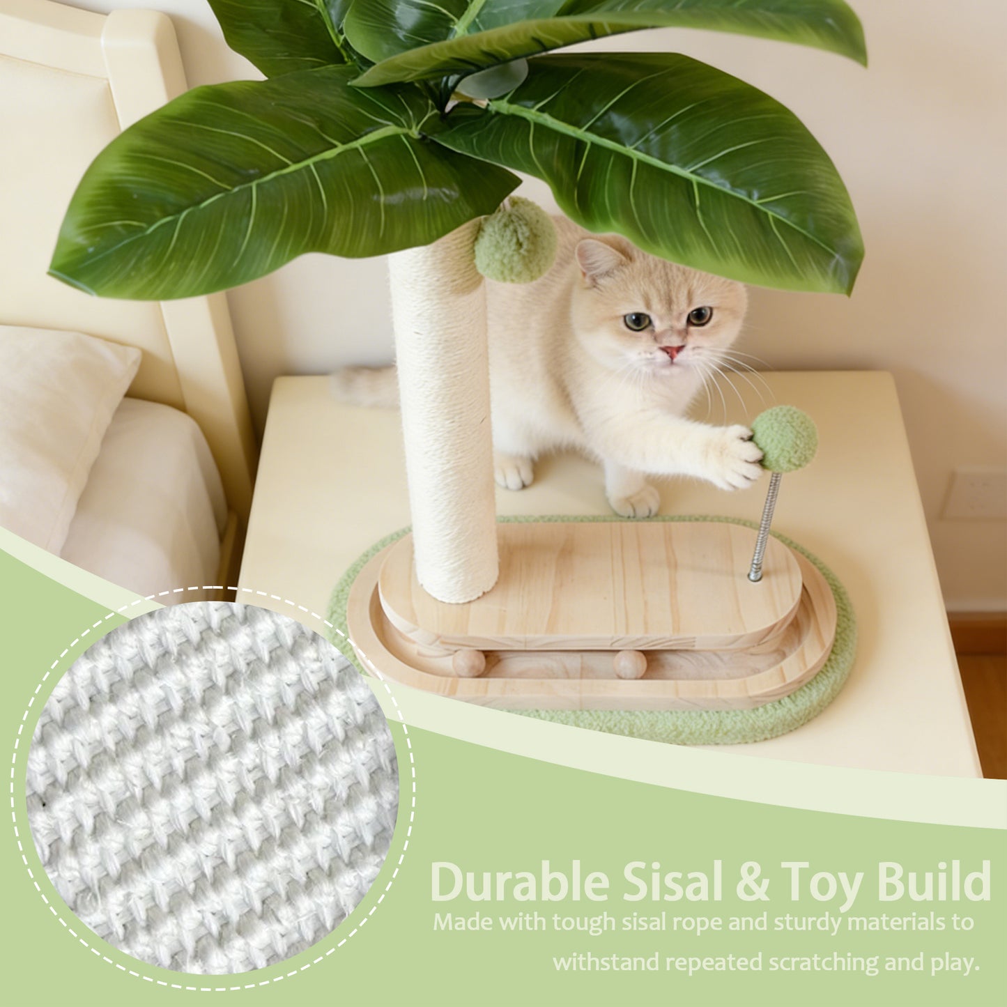 Decflow Green Plant 20.5-in Indoor Cat Scratcher Pole Vertical with Sisal Rope, White