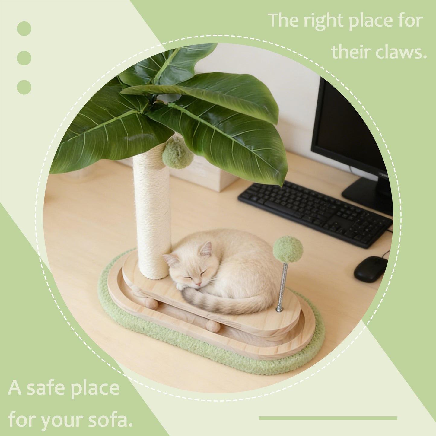 Decflow Green Plant 20.5-in Indoor Cat Scratcher Pole Vertical with Sisal Rope, White