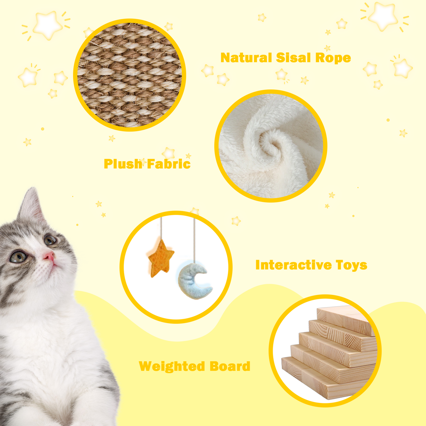 Decflow Cloud Cat Tree Scratching Post with Bed, Removeable Cover & Bonus Catnip, White