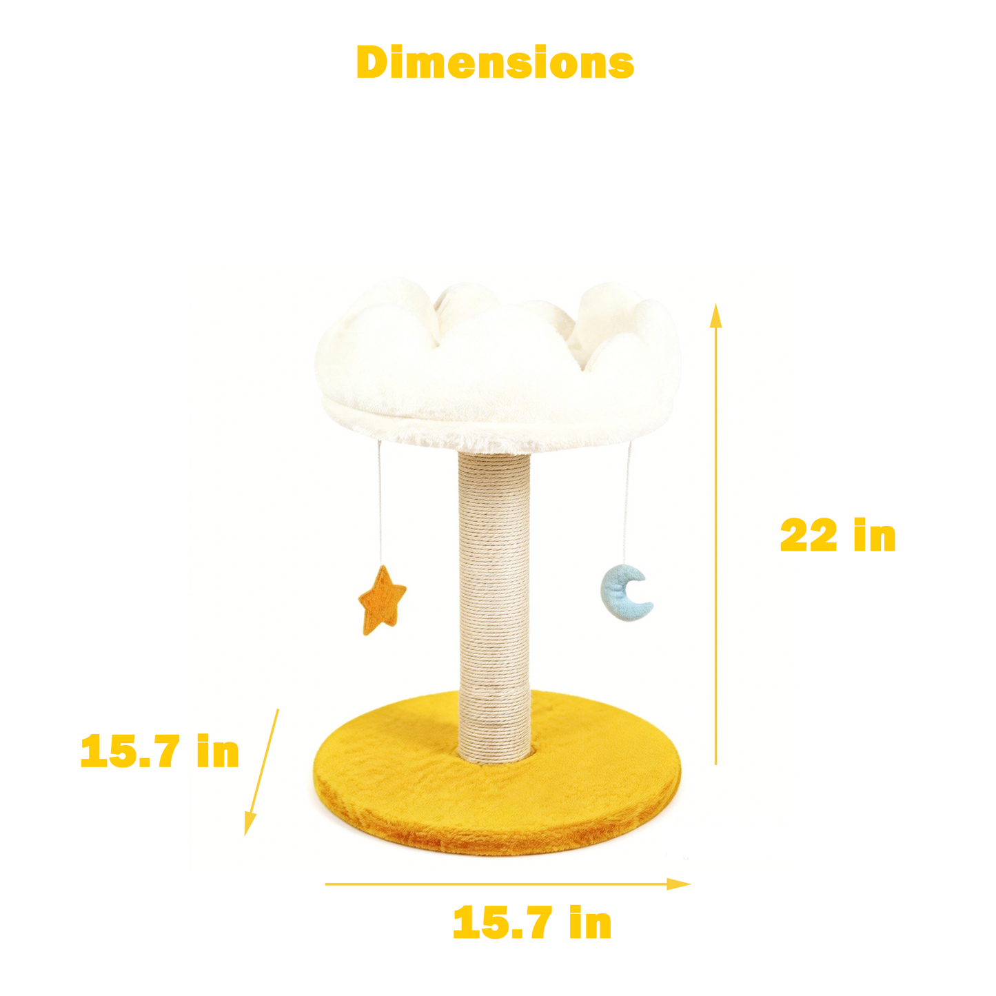 Decflow Cloud Cat Tree Scratching Post with Bed, Removeable Cover & Bonus Catnip, White