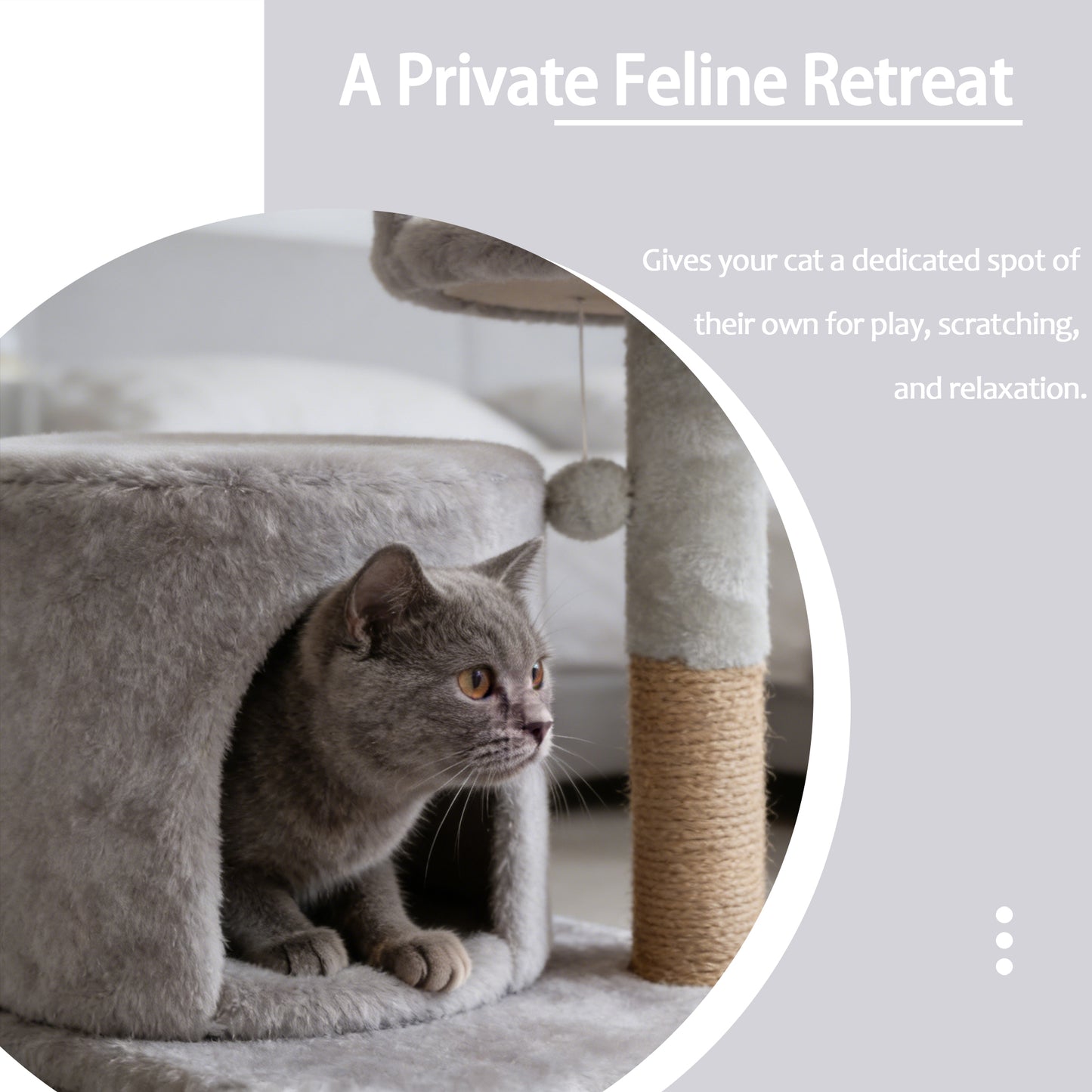 Decflow Cat Condo Padded Perch Tree Tower with Sisal Scratching Post, Light Grey
