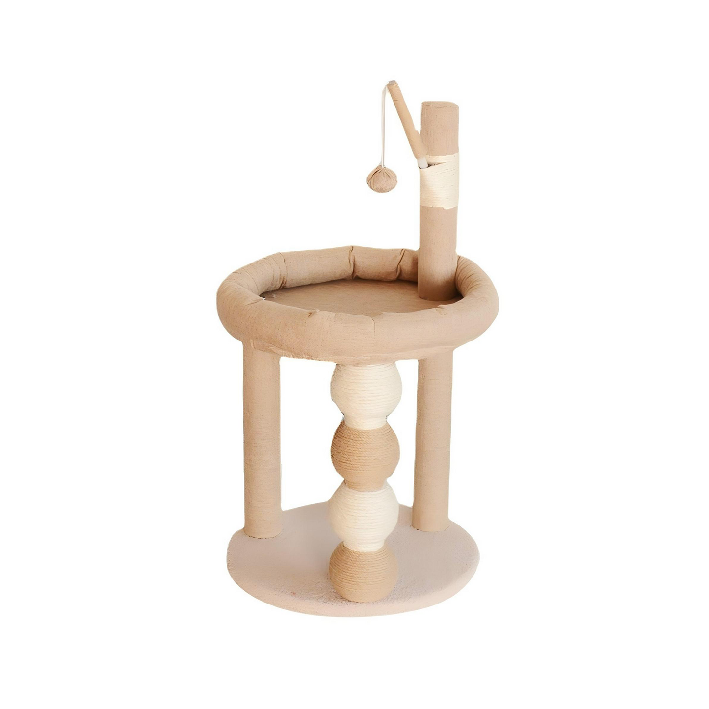 Decflow 30.7-in Scratching Post & Cat Bed, Sisal Cat Tower with Dangling Toy, Stable Cat Tree Tower for Indoor Cats, Beige