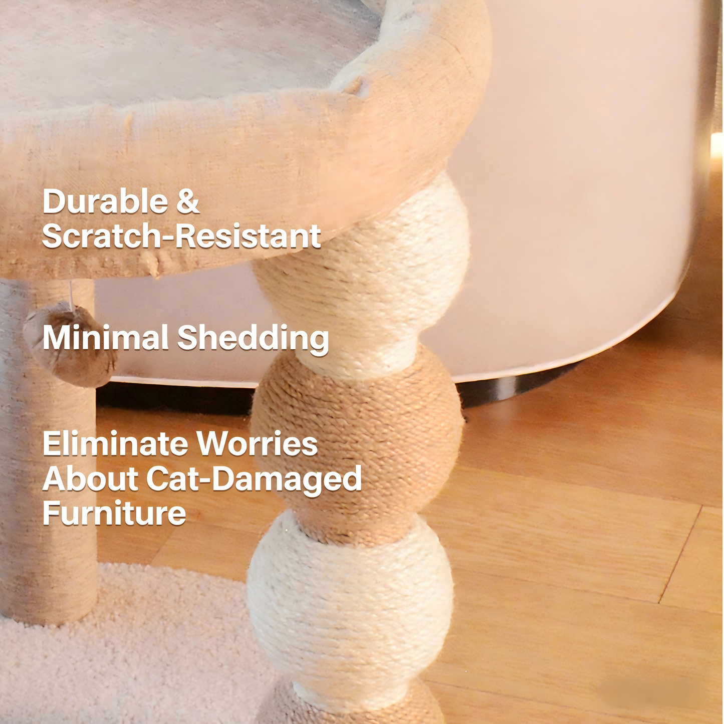 Decflow 30.7-in Scratching Post & Cat Bed, Sisal Cat Tower with Dangling Toy, Stable Cat Tree Tower for Indoor Cats, Beige