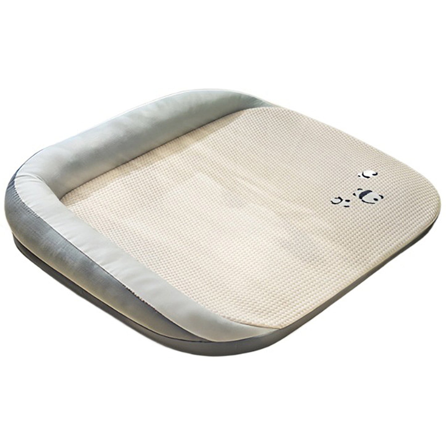 Decflow Summer Cooling L-Shaped Sofa Bed for Dogs & Cats with Neck Support Pillow, Elegant Gray, Medium