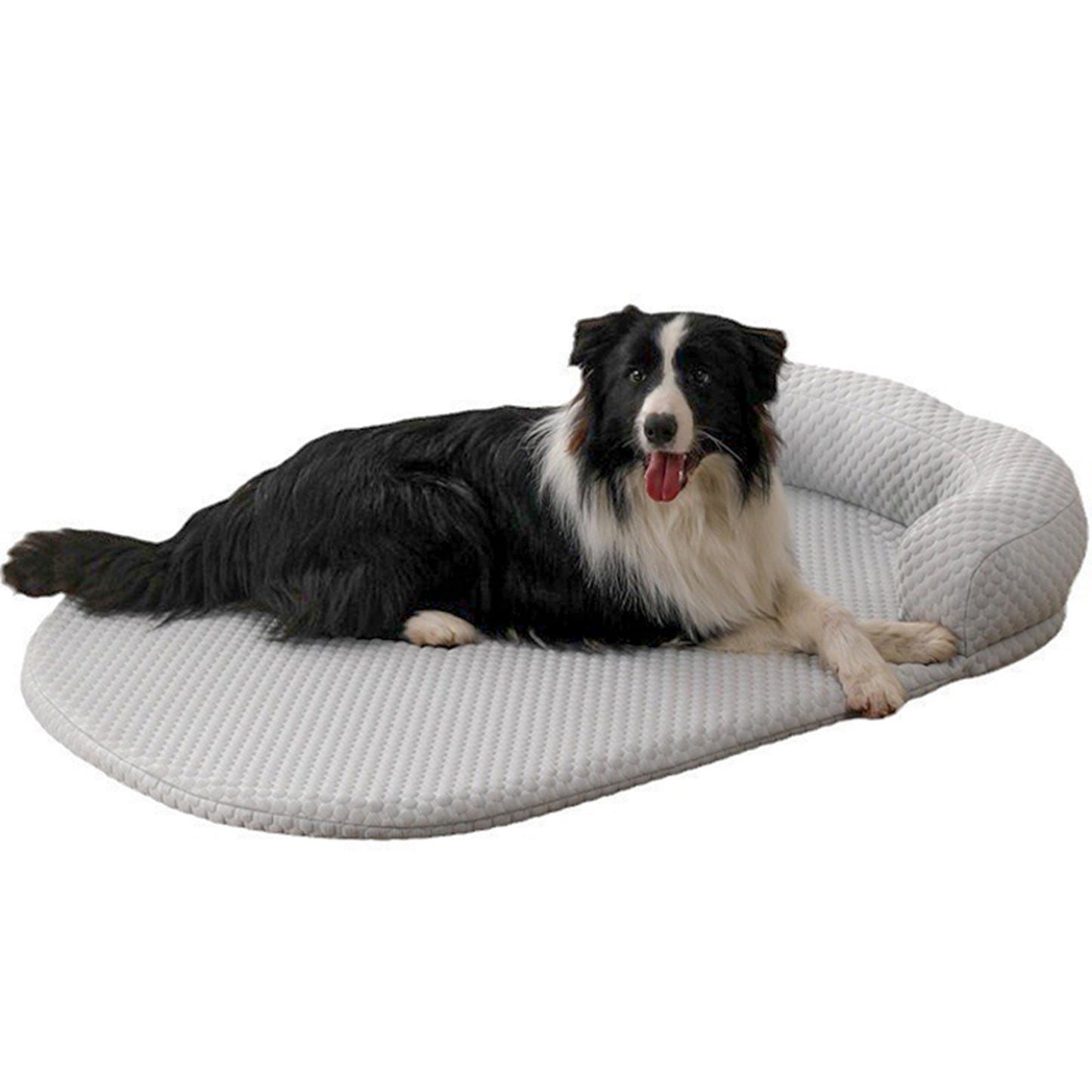 Decflow Summer Cool Dog Mat with Armrest, Light Gray, Medium