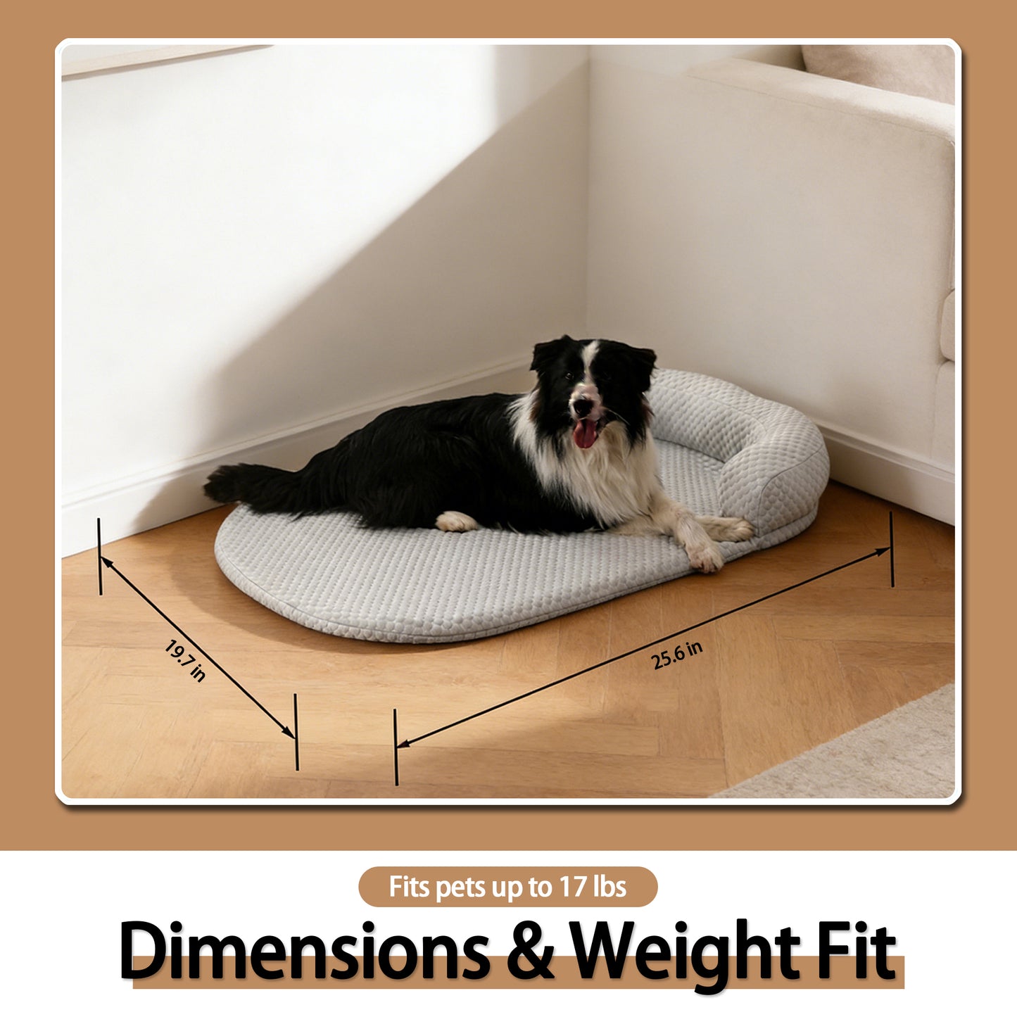 Decflow Summer Cool Dog Mat with Armrest, Light Gray, Medium
