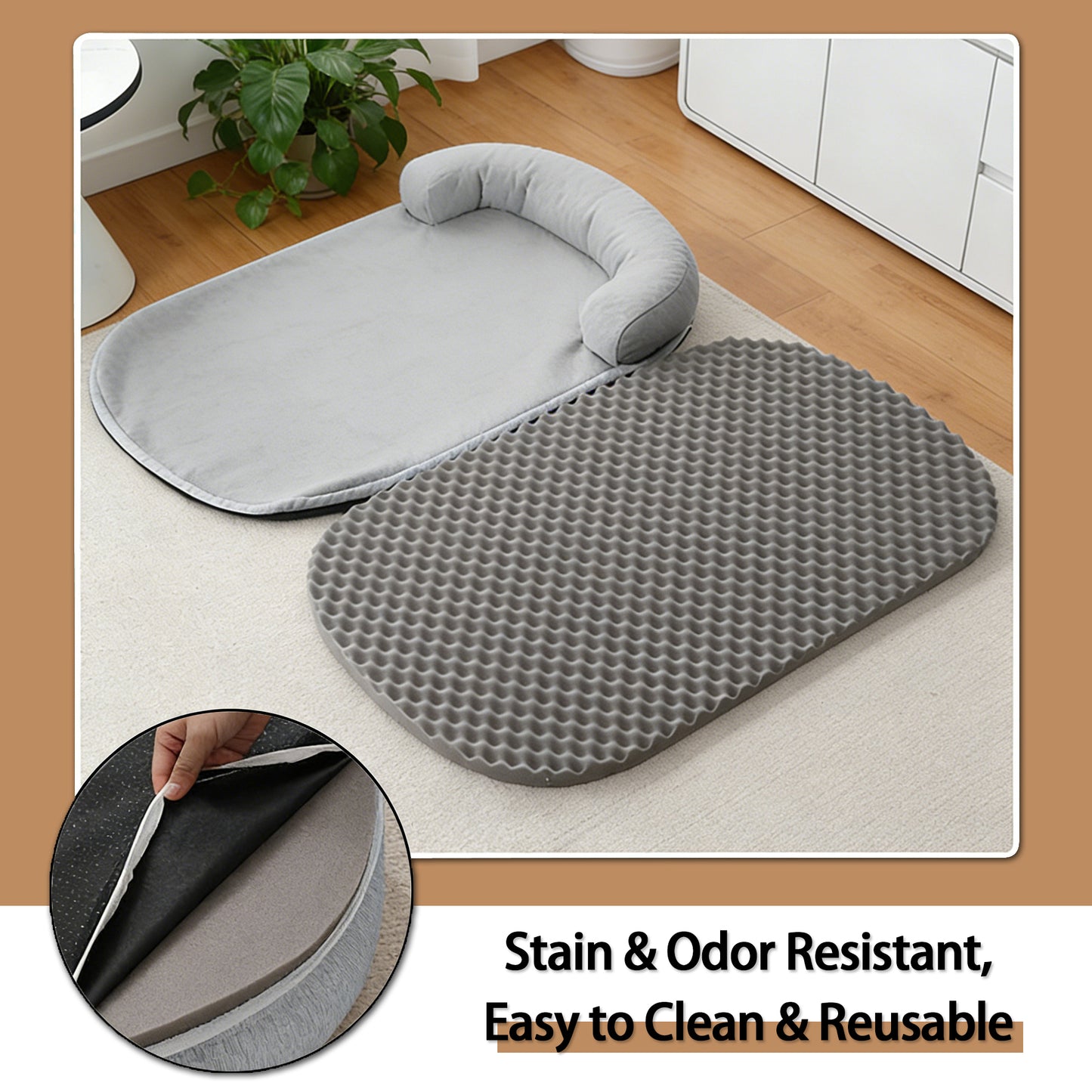 Decflow Summer Cool Dog Mat with Armrest, Light Gray, Medium