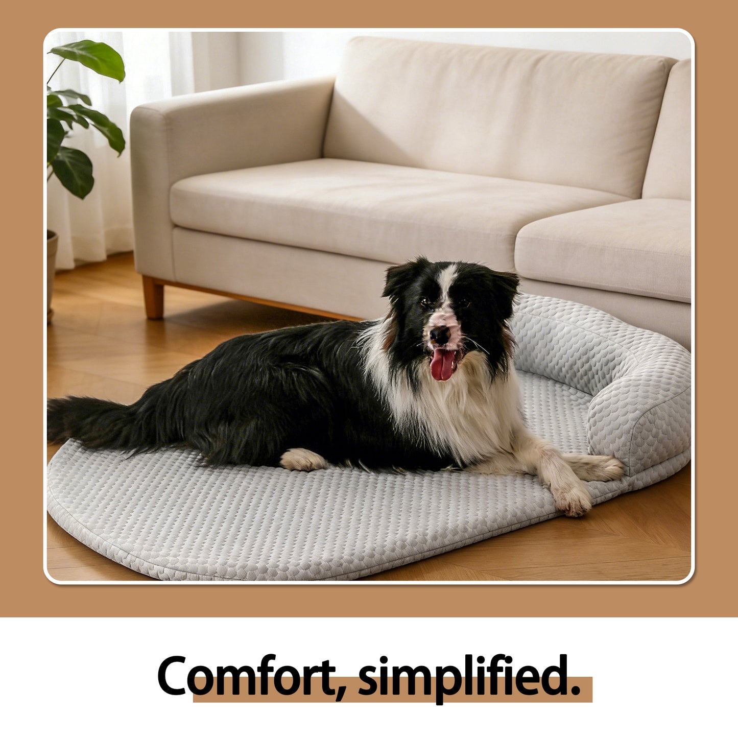 Decflow Summer Cool Dog Mat with Armrest, Light Gray, Medium