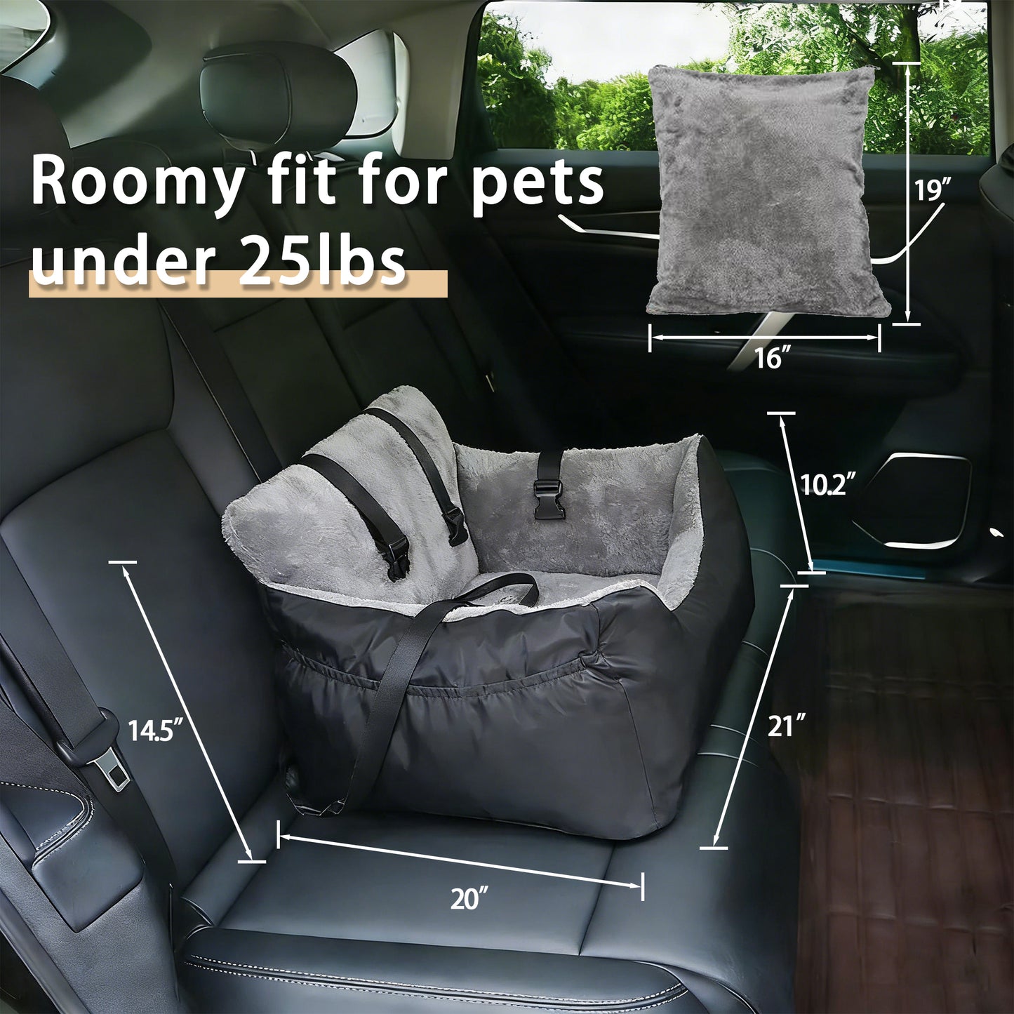 Decflow Winter Summer Dual Use Car Seat Cover Mat for Dogs, Black, Medium