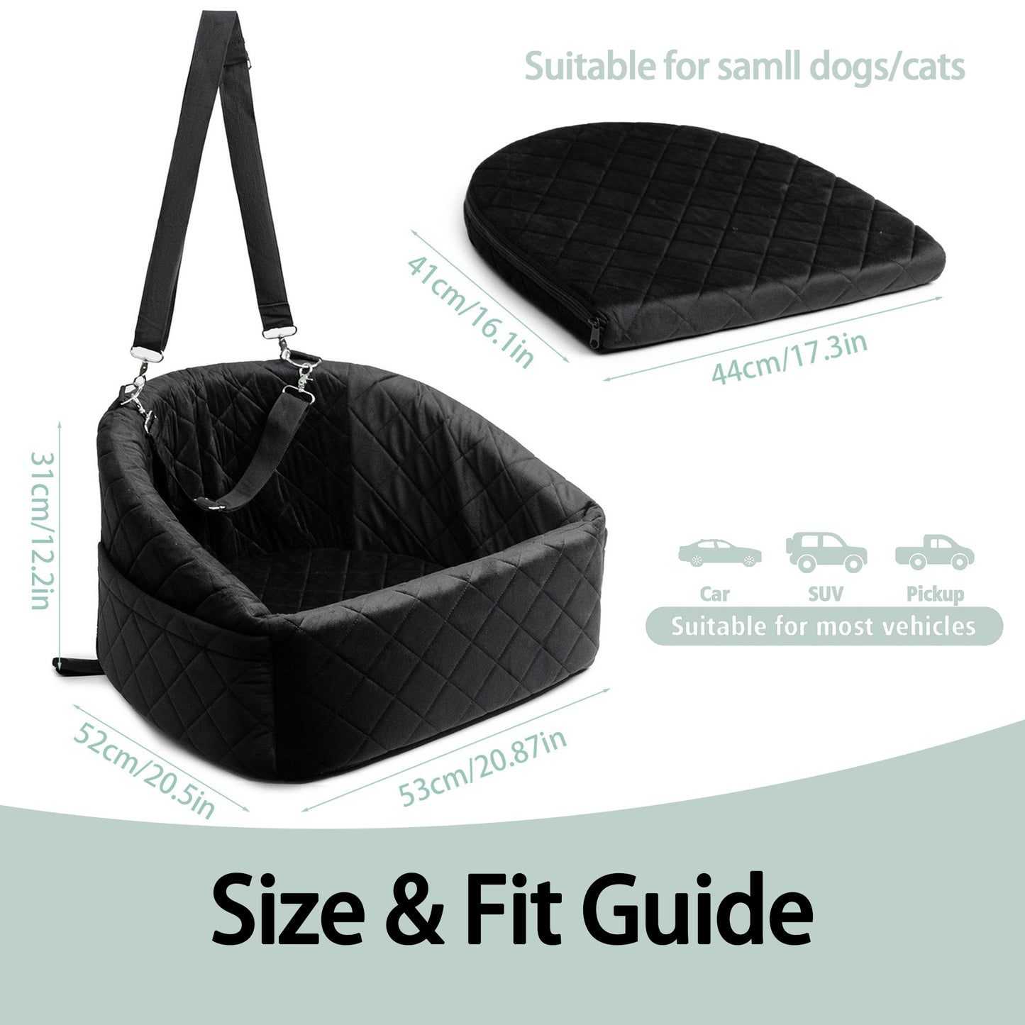 Decflow Waterproof Fleece Fully Removable & Easy to Clean Car Seat Cover for Dogs