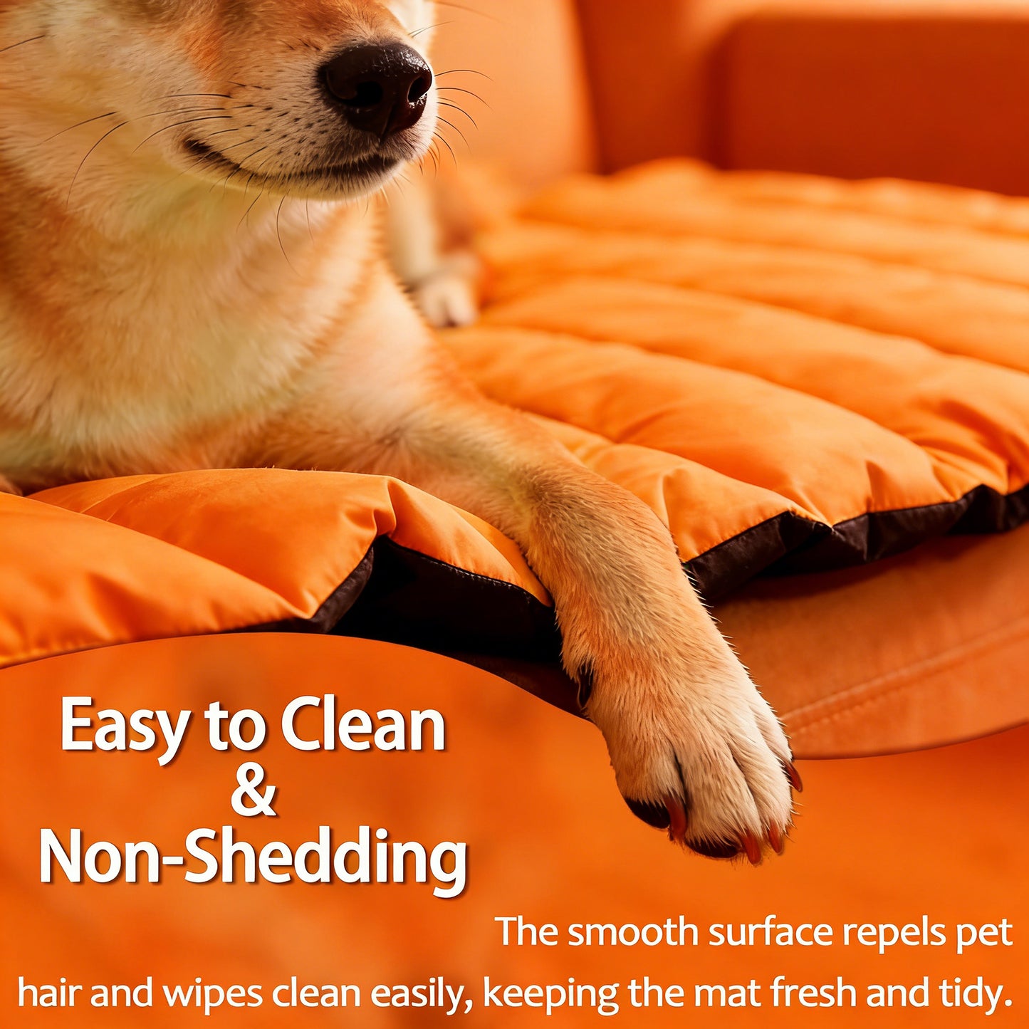 Decflow Summer & Spring Water & Moisture-Proof Dog Bed Mat for Dogs, Medium, Orange