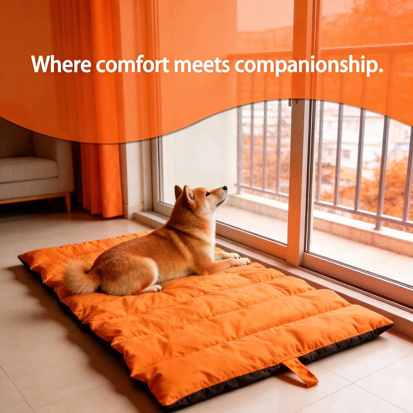 Decflow Summer & Spring Water & Moisture-Proof Dog Bed Mat for Dogs, Medium, Orange