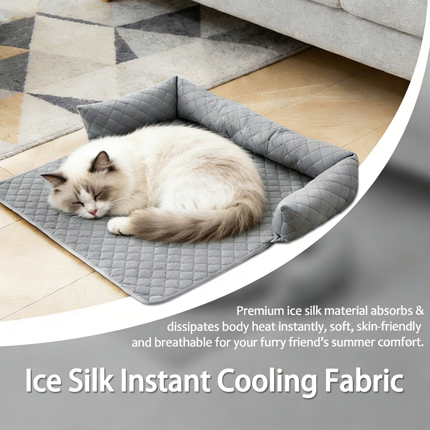 Decflow Summer Cooling Non-Slip Mat for Dogs & Cats, Gray, Medium