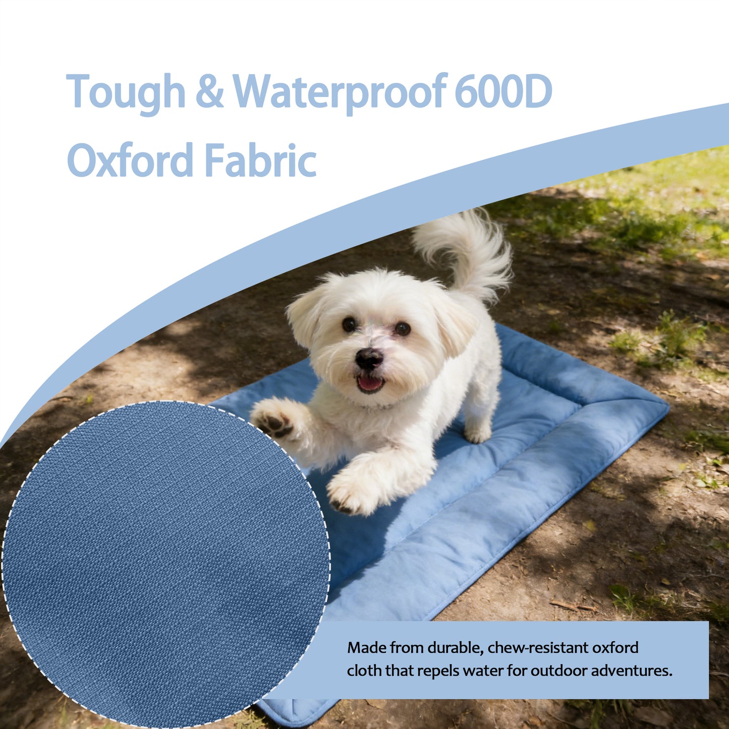 Decflow Outdoor Camping Foldable Dog Mat with Durable Handle & Precision Stitching, Blue, Medium