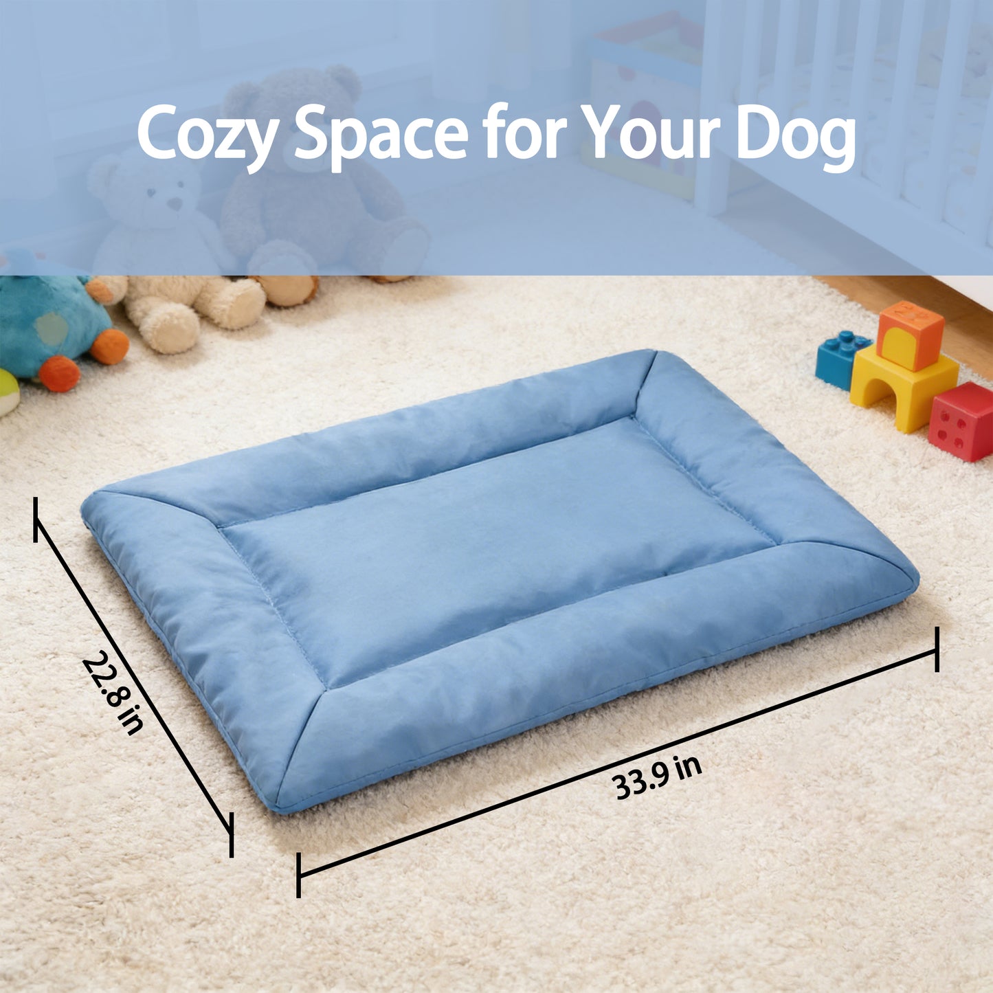 Decflow Outdoor Camping Foldable Dog Mat with Durable Handle & Precision Stitching, Blue, Medium
