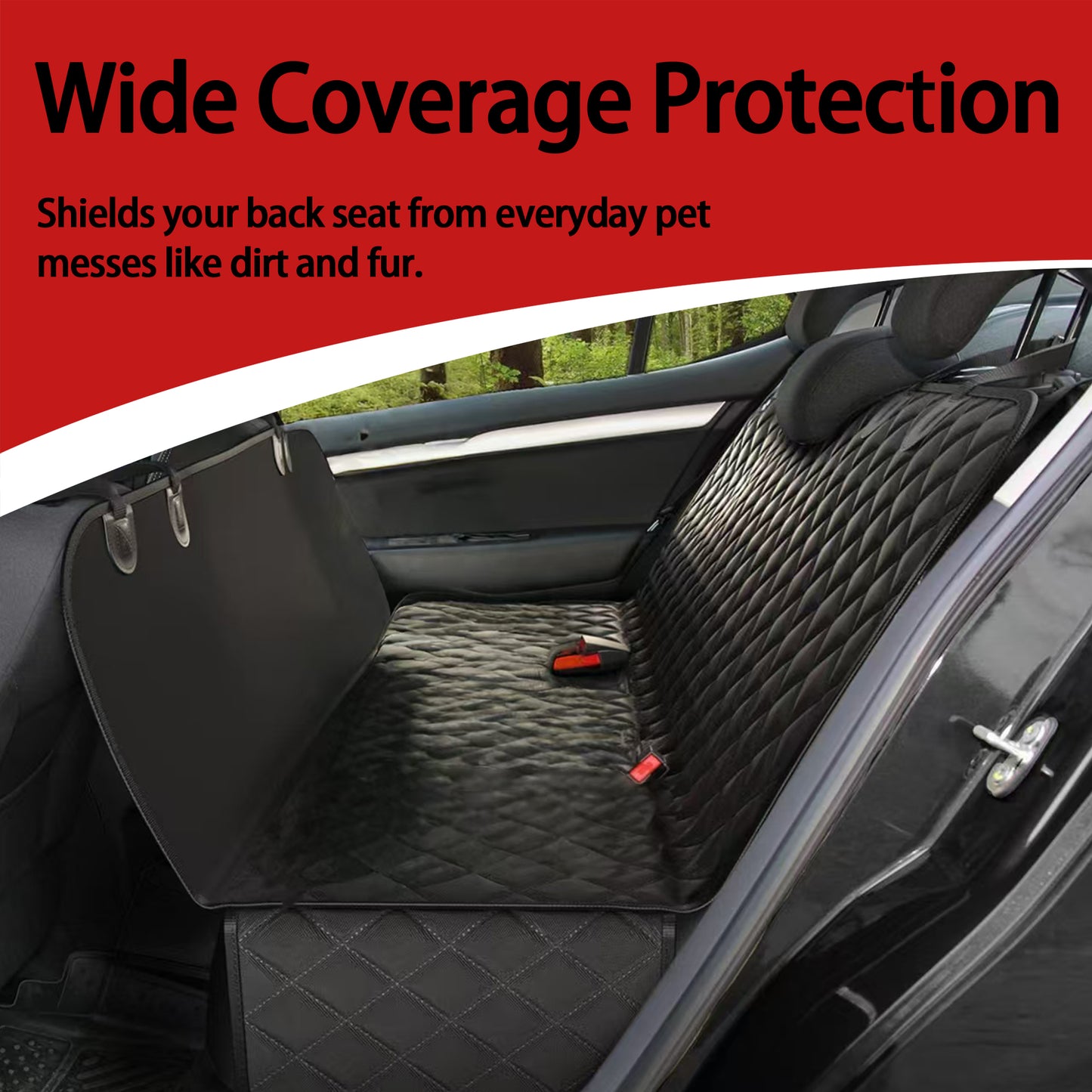 Decflow Waterproof Car Dog Seat Cover for Back Seat, Black, Medium