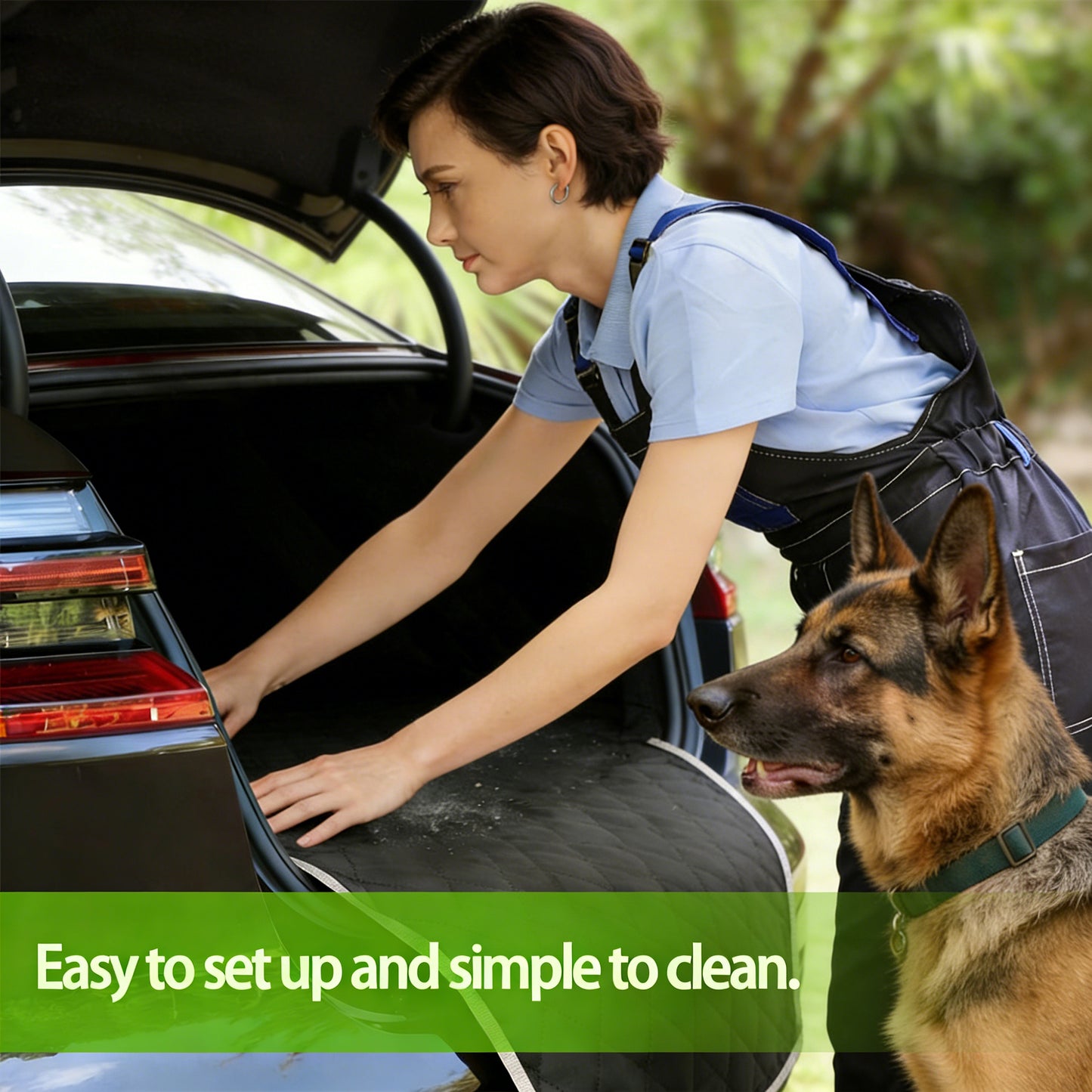 Decflow Non-Slip Cargo Liner Car Trunk Dog Mat with Bumper Flap, Black, Medium