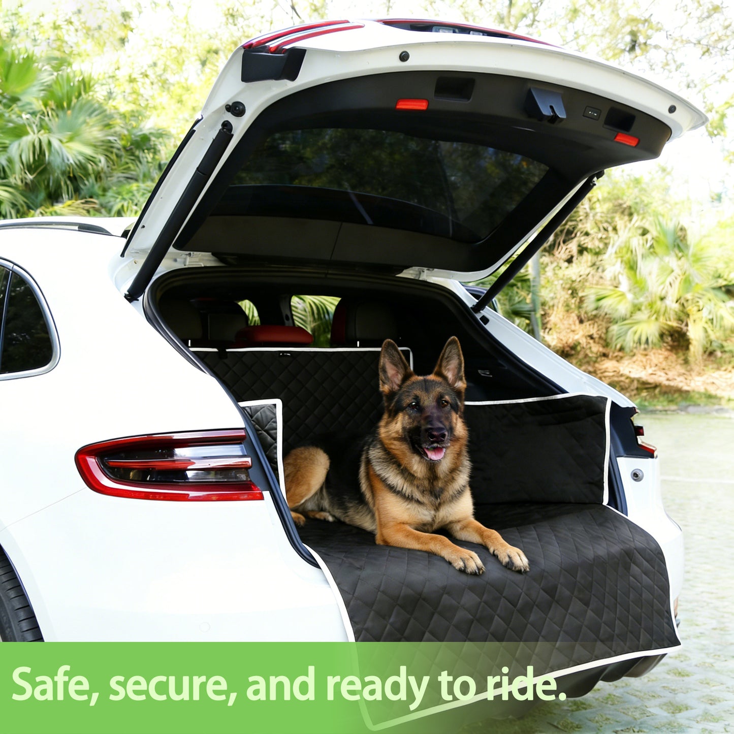 Decflow Non-Slip Cargo Liner Car Trunk Dog Mat with Bumper Flap, Black, Medium