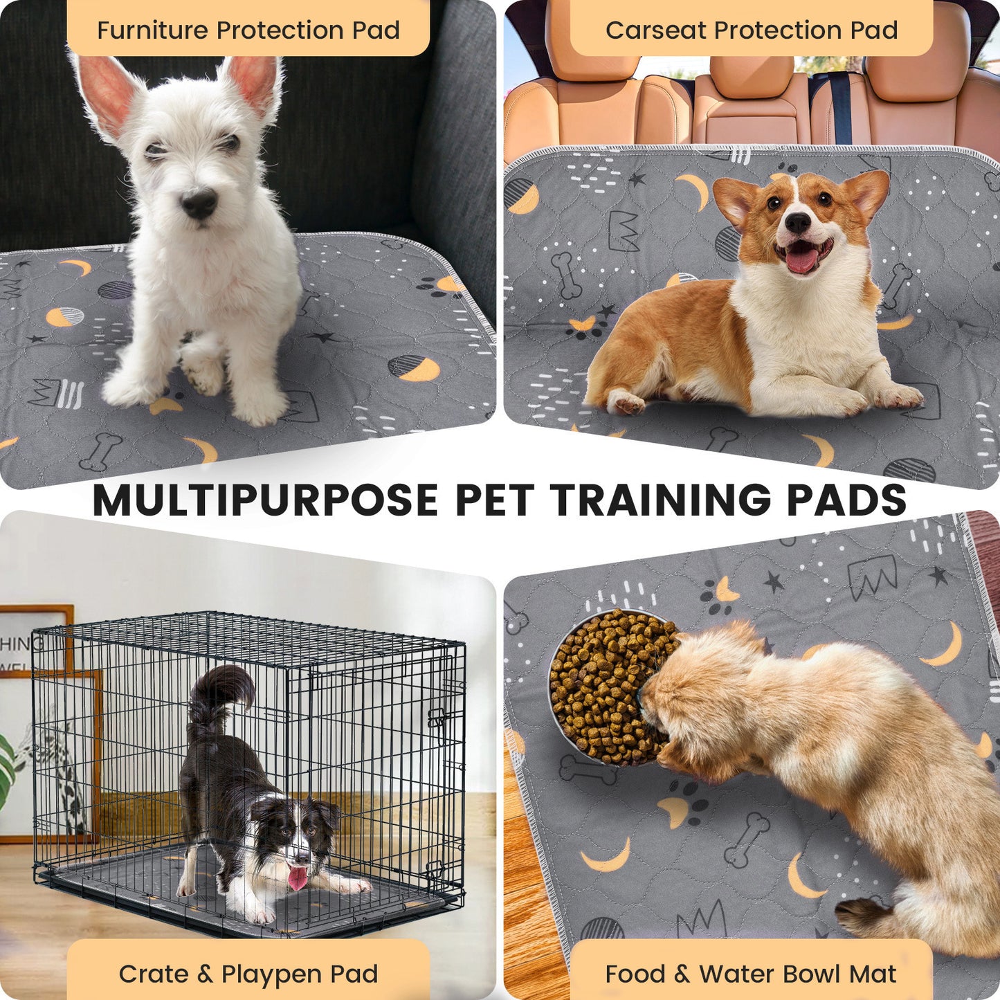 UPSKY Washable Non-Slip Fast Absorbent Dog Pee Pads, 2 count, Grey
