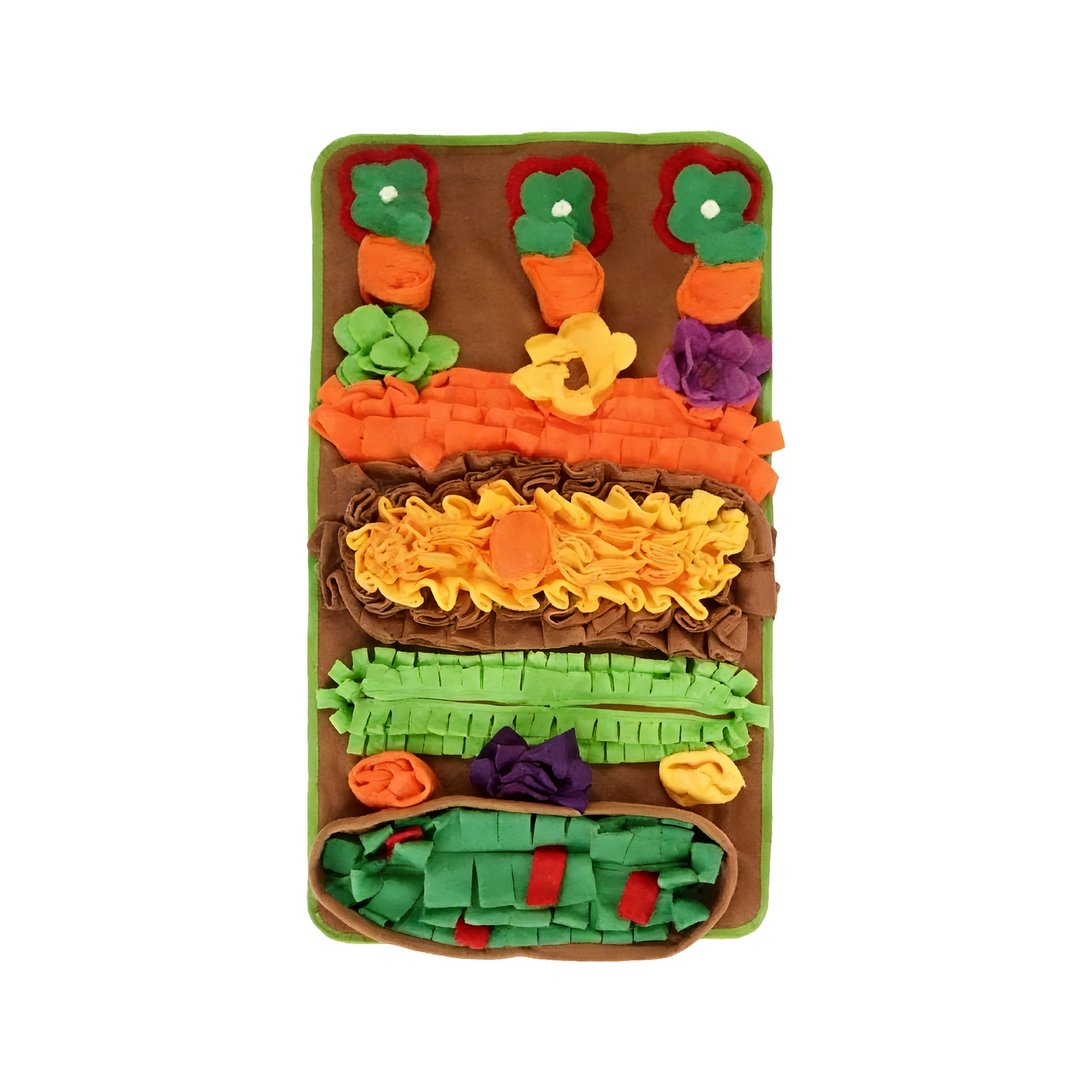 Decflow Farm Garden Snuffle Mat Plush Slow Feeder Foraging Toy for Dogs & Cats, Green