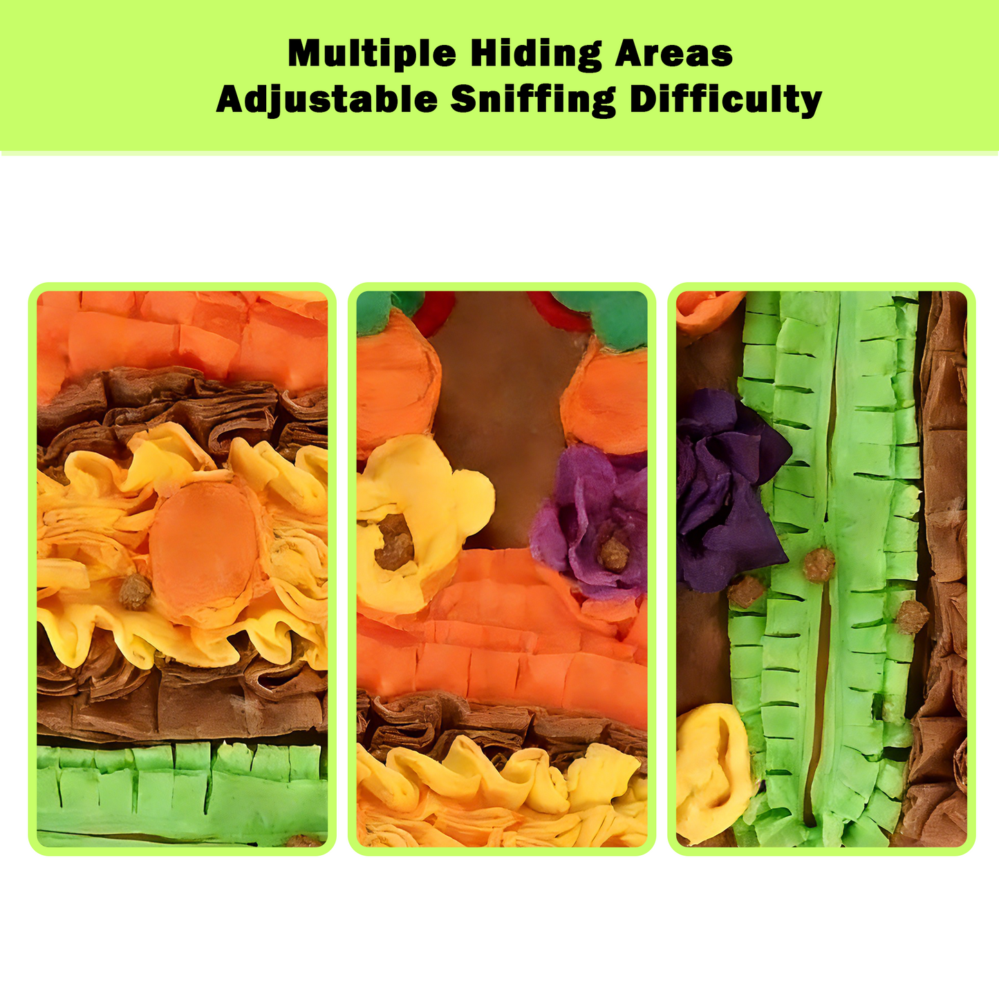 Decflow Farm Garden Snuffle Mat Plush Slow Feeder Foraging Toy for Dogs & Cats, Green