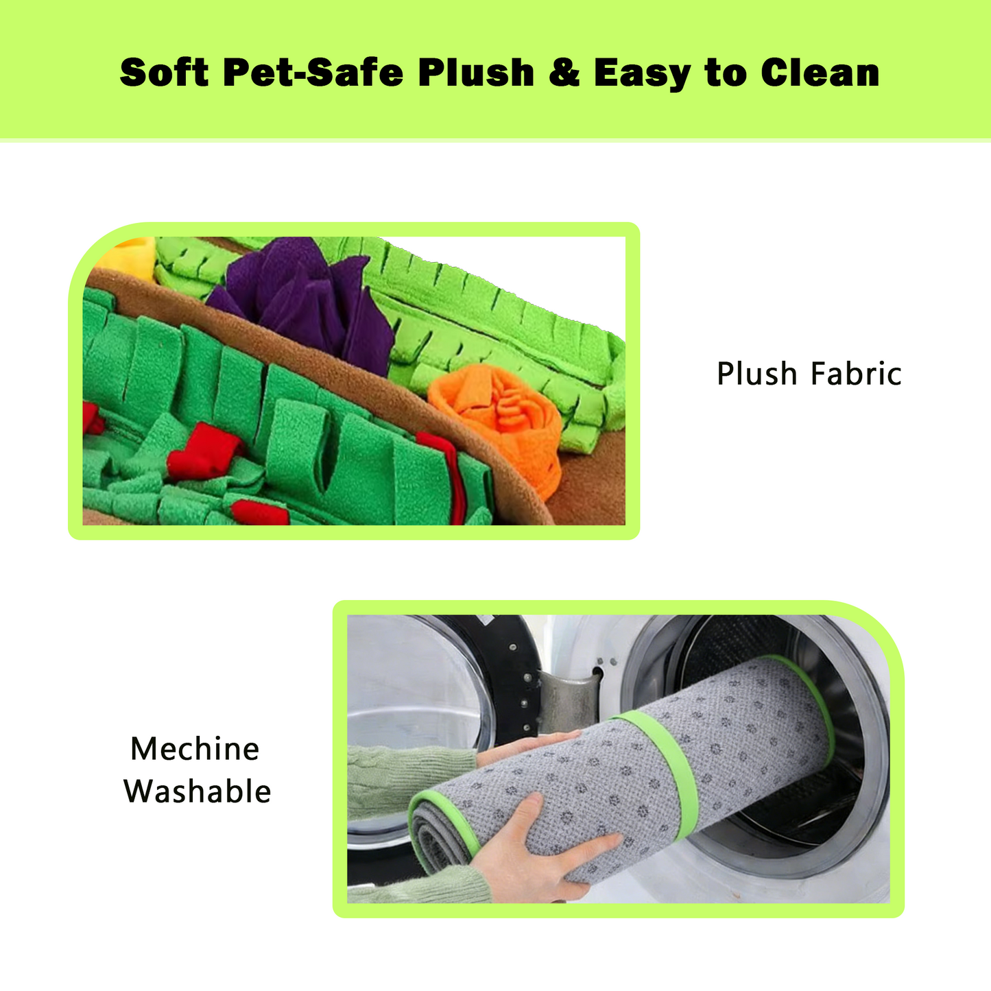 Decflow Farm Garden Snuffle Mat Plush Slow Feeder Foraging Toy for Dogs & Cats, Green