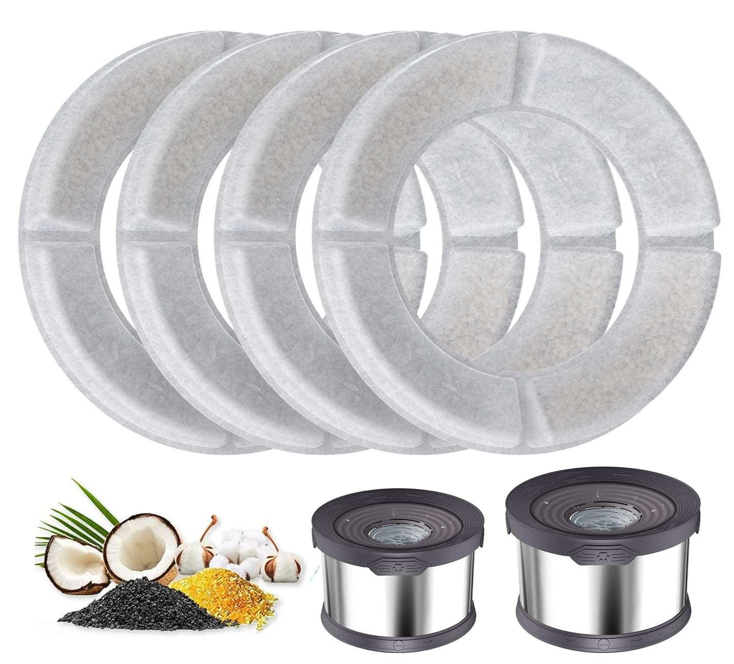 UPSKY 4PCS Replacement Filters for 8L/2.1Gal, 10L/2.6Gal and 12L/3.17Gal Round Dog Water Bowl