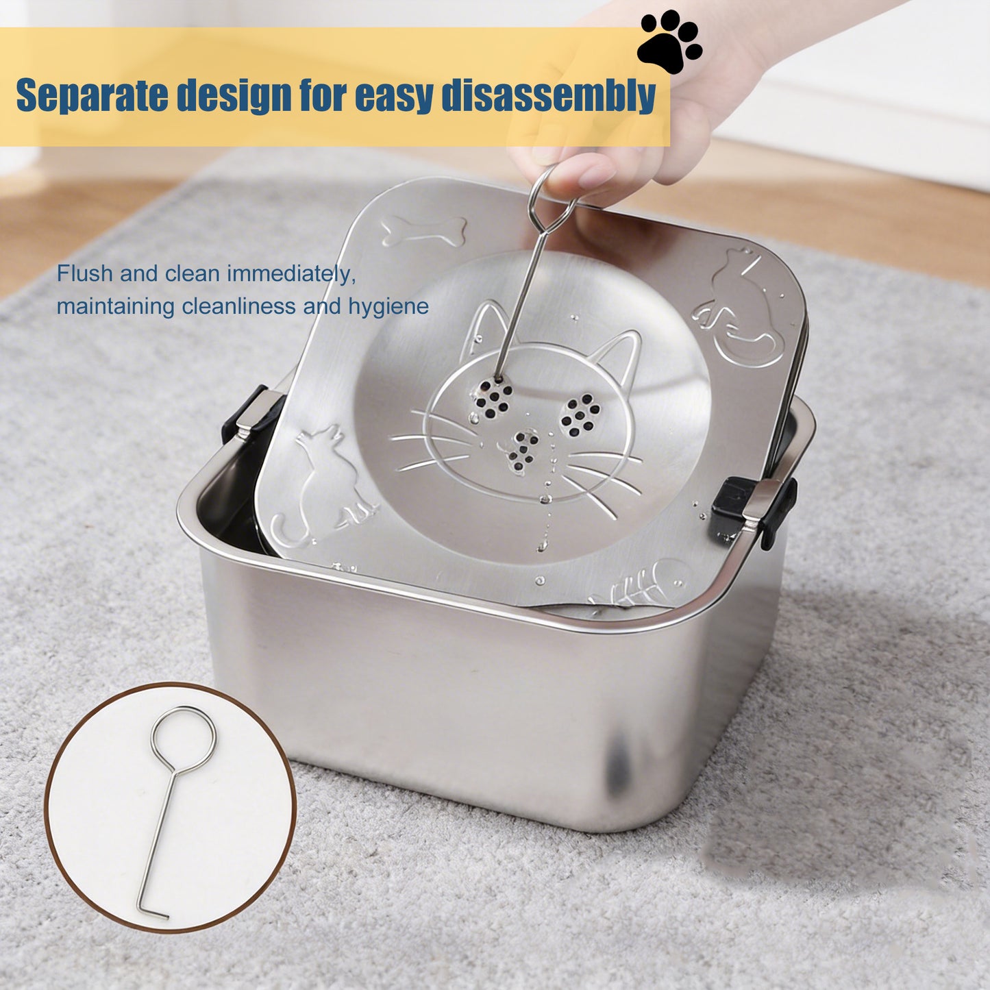 Newget 304 Stainless Steel Floating Anti-Splash & No Wet Mouth Design Stable Base Dog Water Bowl, Medium: 3-L