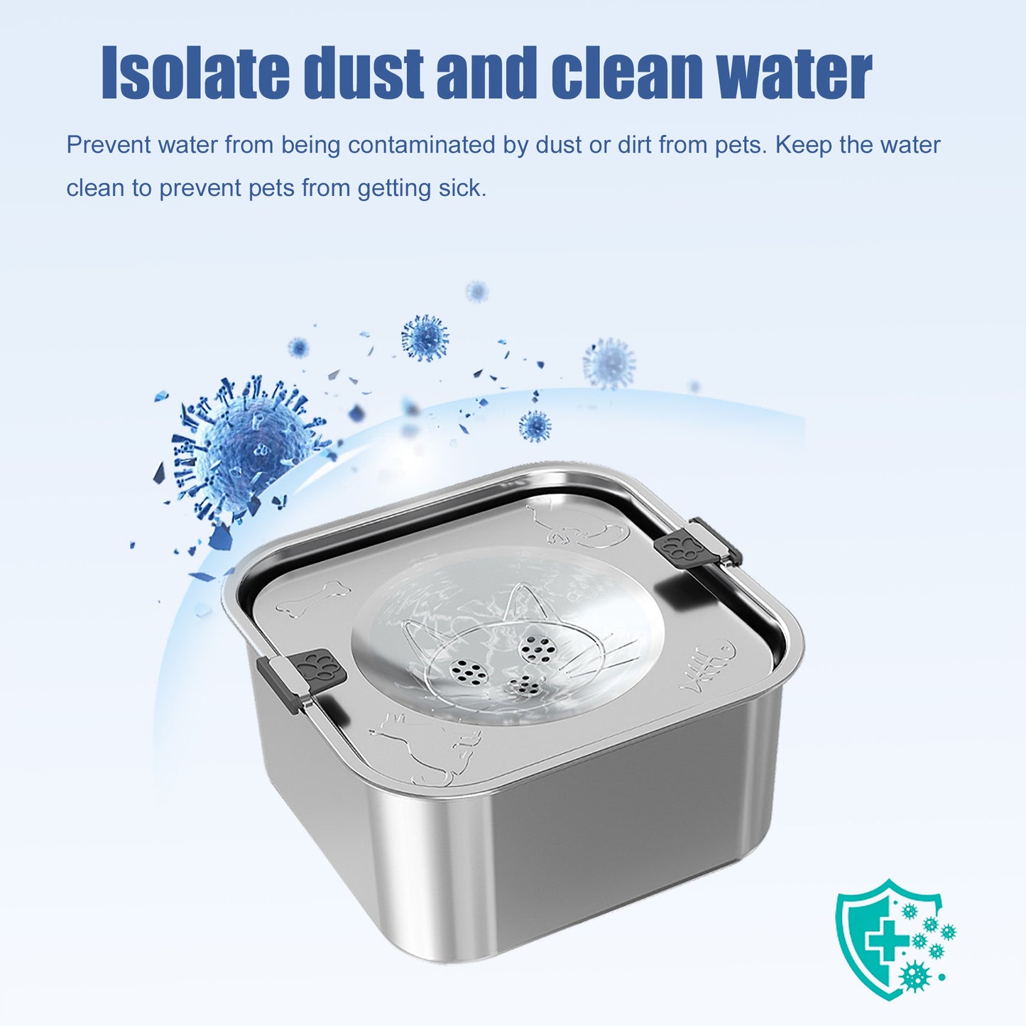 Newget 304 Stainless Steel Floating Anti-Splash & No Wet Mouth Design Stable Base Dog Water Bowl, Medium: 3-L