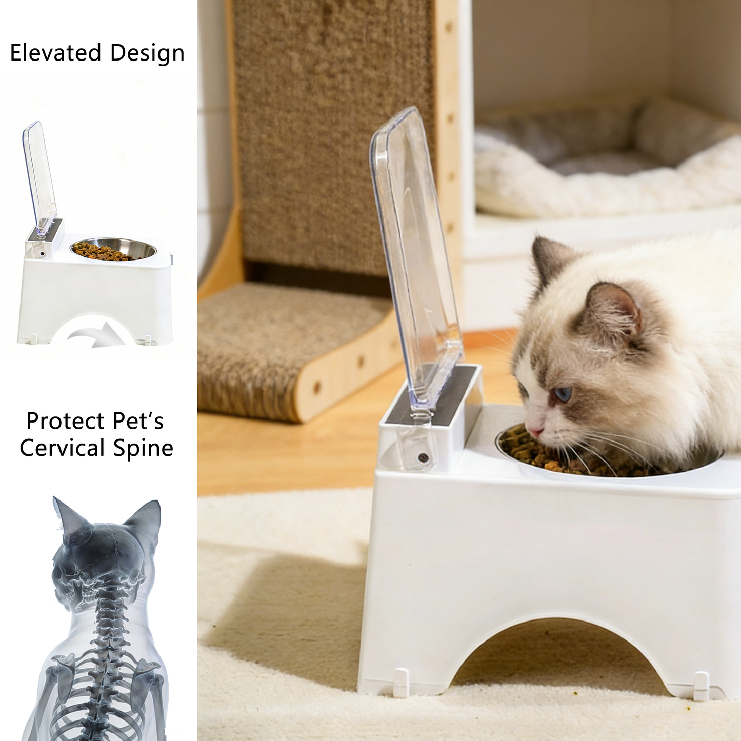 Newget Automatic Rechargeable Anti-Dust & Anti-Bacteria Elevated Design Bowl for Dogs & Cats with Lid, Medium