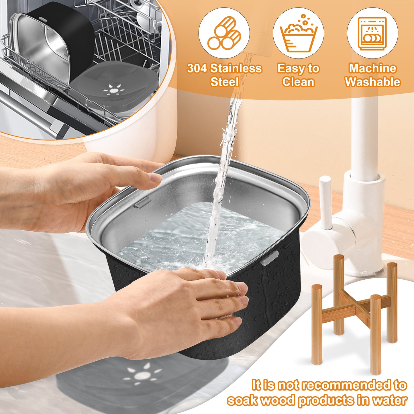 Decflow 3L Elevated Dog Water Bowl Stainless Steel Feeder with Stand, Large Capacity, Non-Spill, Suitable for Small, Medium, and Large Dogs