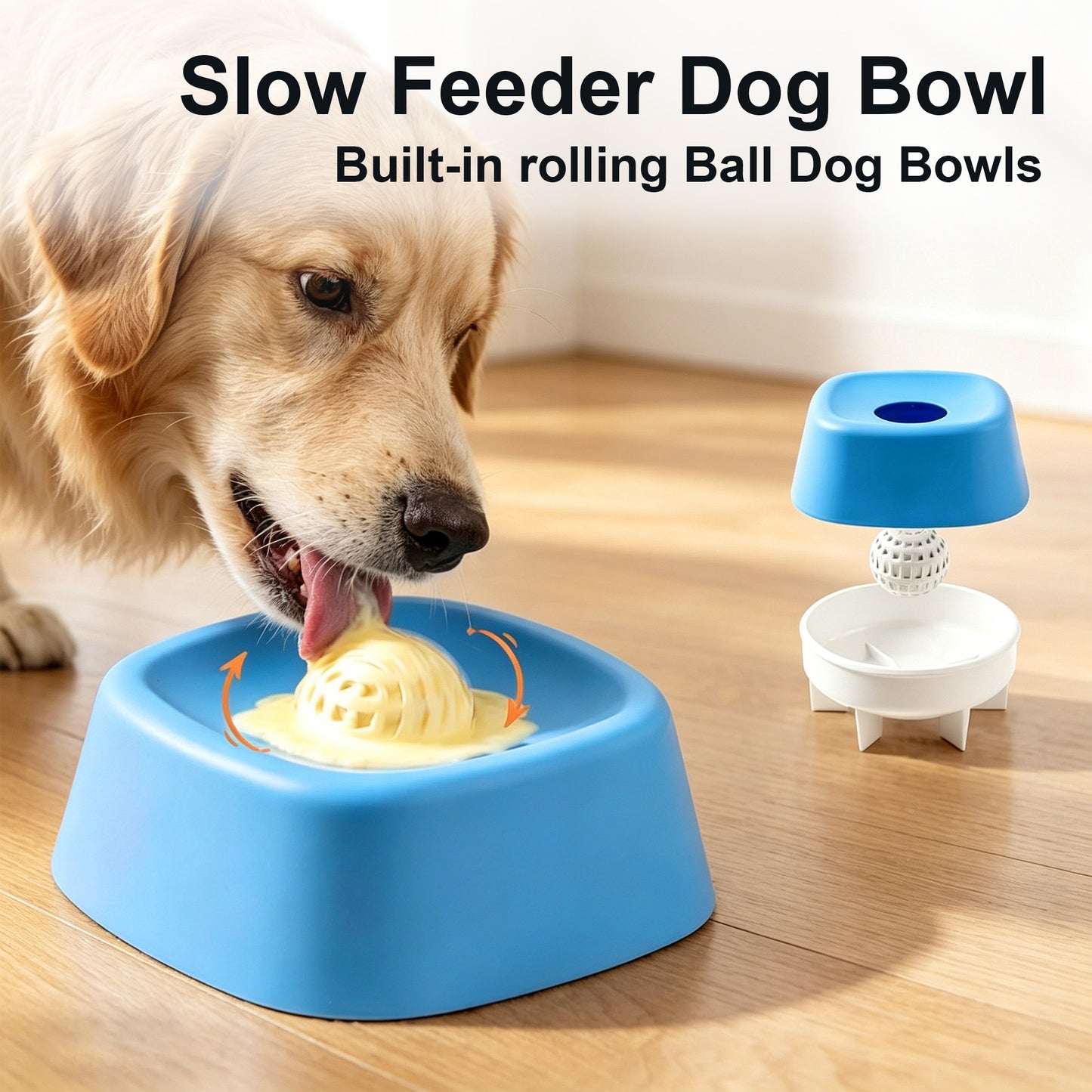 Newget Anti-Slip, Relieve Anxiety & Interactive Silicone Dog Lick Bowl Slow Feeder, Blue, Medium