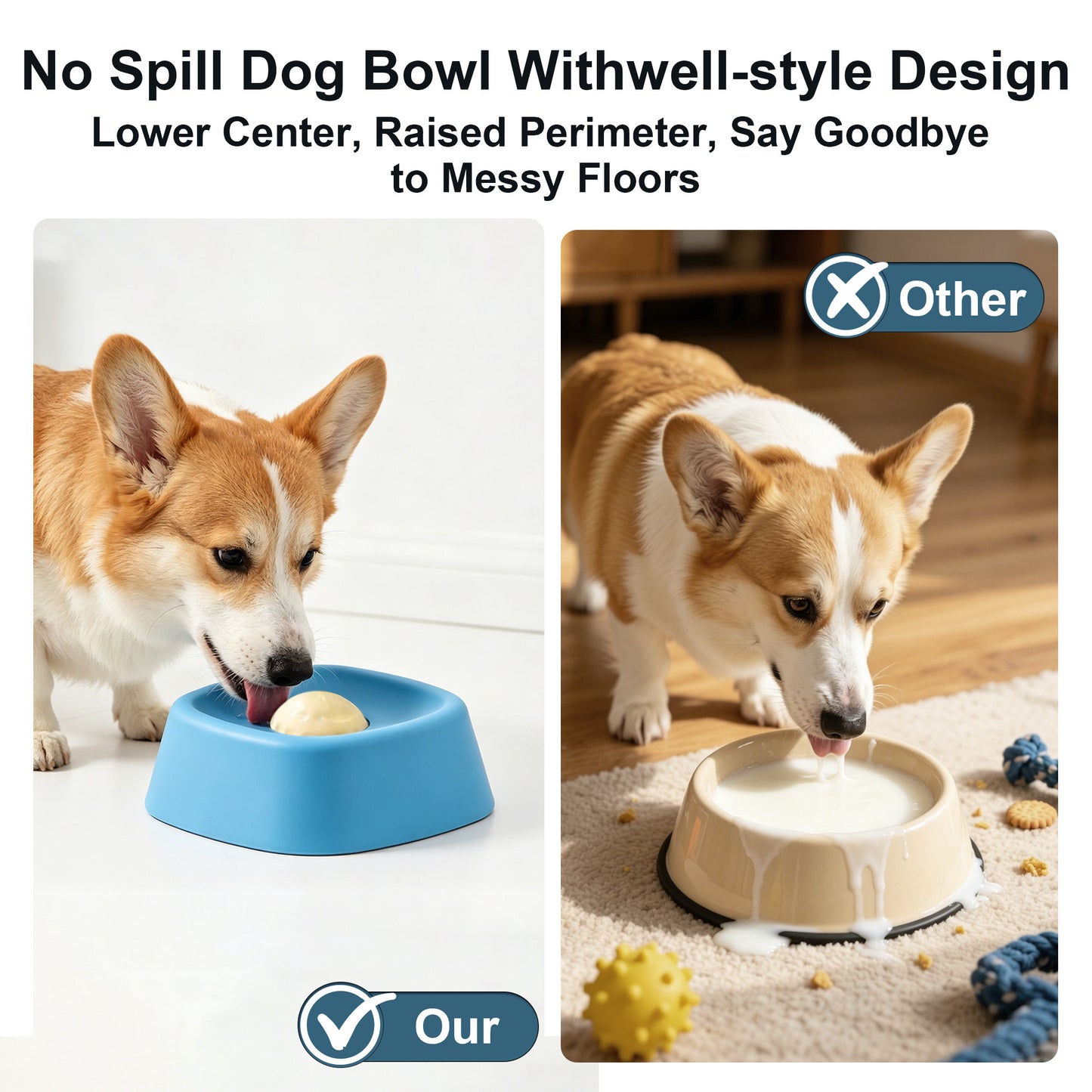 Newget Anti-Slip, Relieve Anxiety & Interactive Silicone Dog Lick Bowl Slow Feeder, Blue, Medium