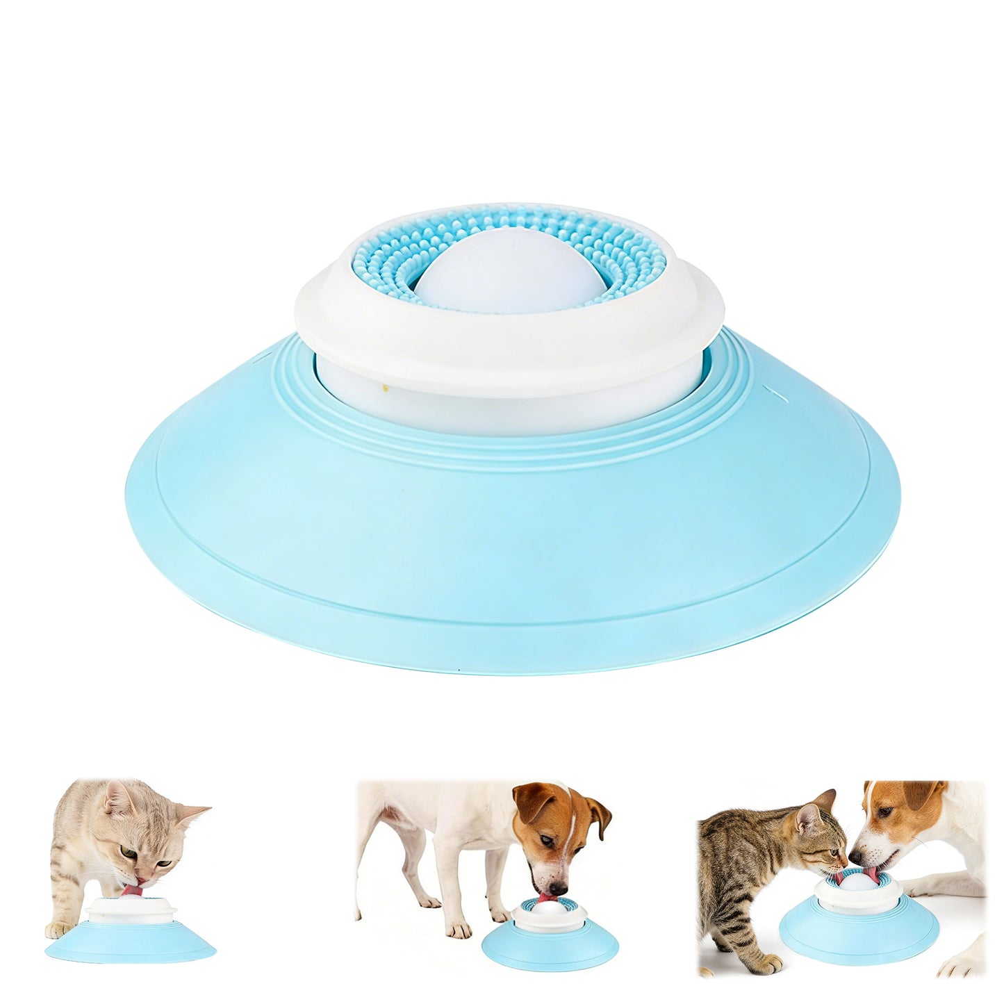 Newget Boredom Relief & Dental Care Interactive Treat Toy Thermoplastic Rubber Dog Bowl Slow Feeder, Blue, Small