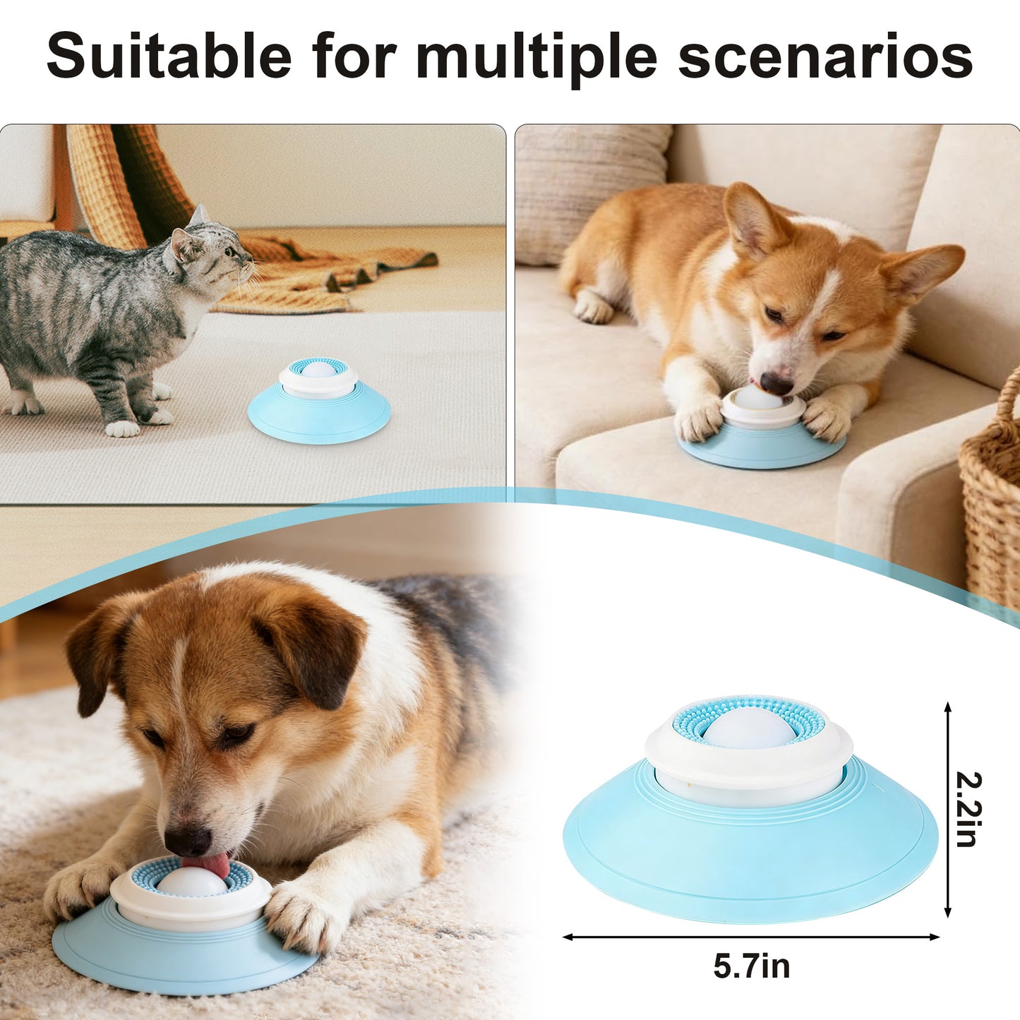 Newget Boredom Relief & Dental Care Interactive Treat Toy Thermoplastic Rubber Dog Bowl Slow Feeder, Blue, Small