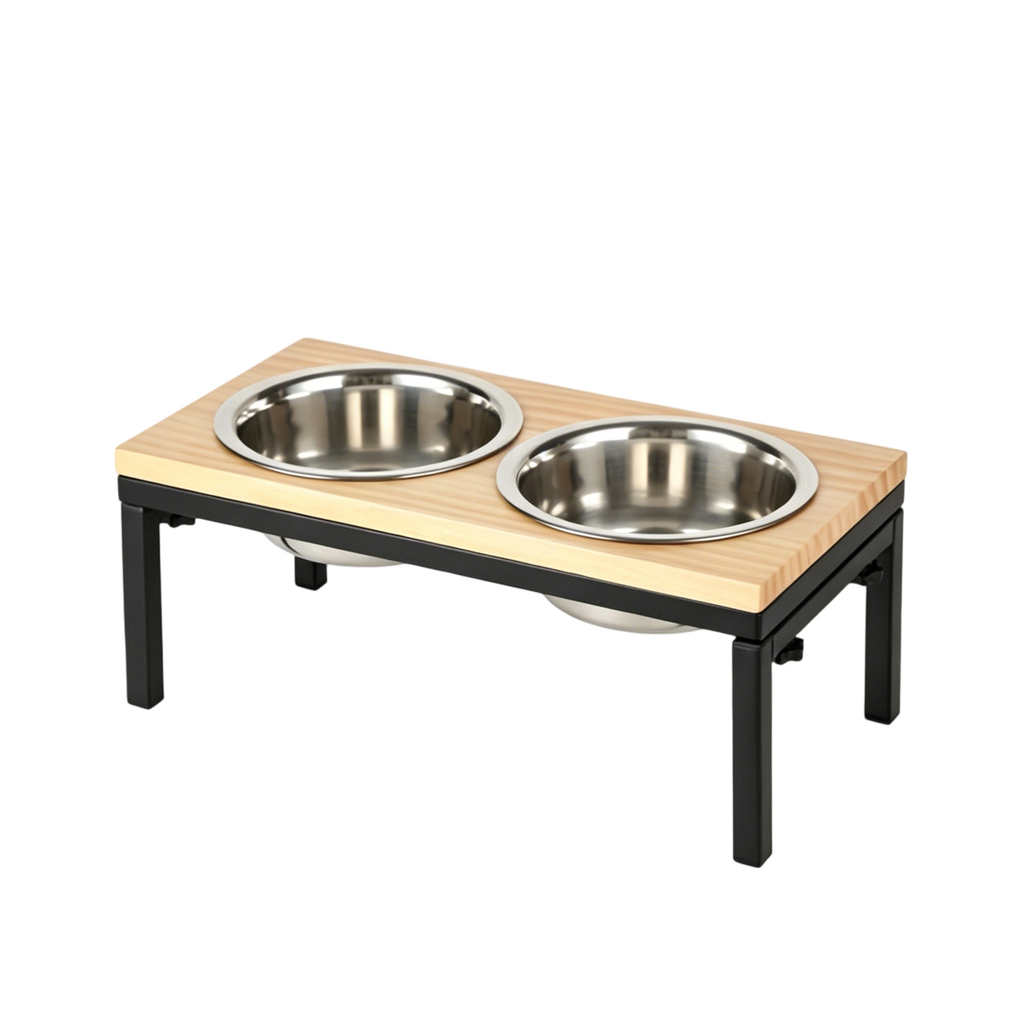 Newget Neck Support Food & Water Stainless Steel Dog & Cat Elevated Double Bowl Feeder with Stand, Medium