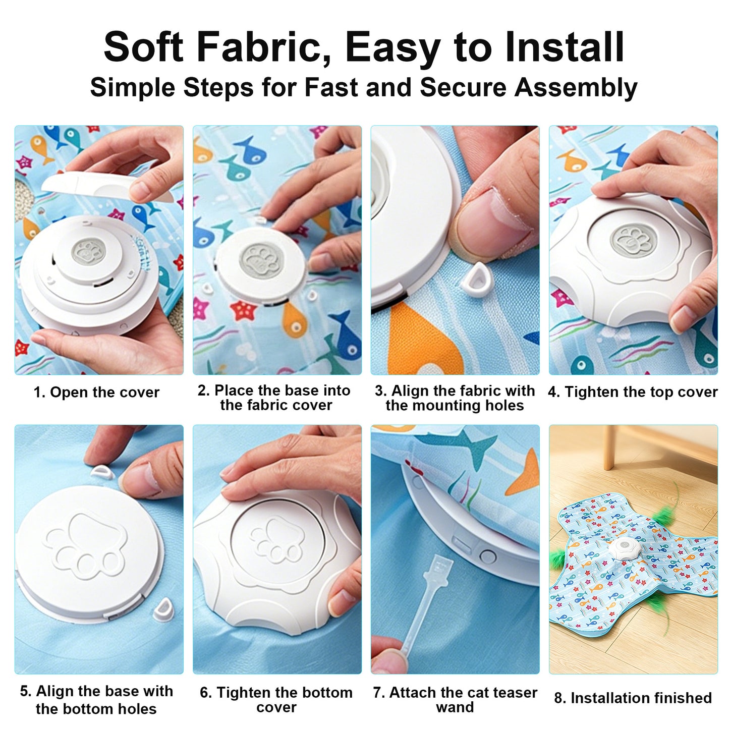 Twinsing Automatic Interactive Hide & Seek Toy with 360 Degree Random Movement & 3 Speed Settings Rechargeable Cat Toy, Blue