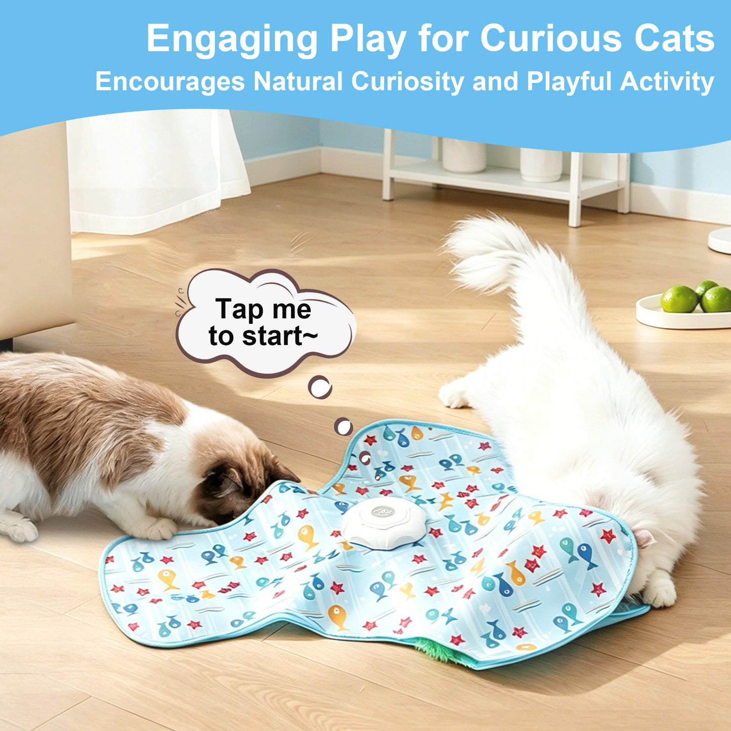 Twinsing Automatic Interactive Hide & Seek Toy with 360 Degree Random Movement & 3 Speed Settings Rechargeable Cat Toy, Blue