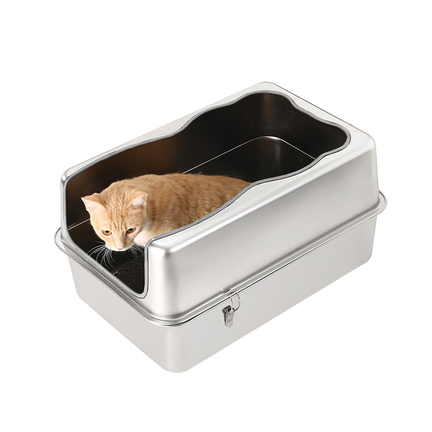 Twinsing Removable Structure Stainless Steel with High Sides Cat Litter Box, Large: 23.6 x 15.7 x 11.8-in