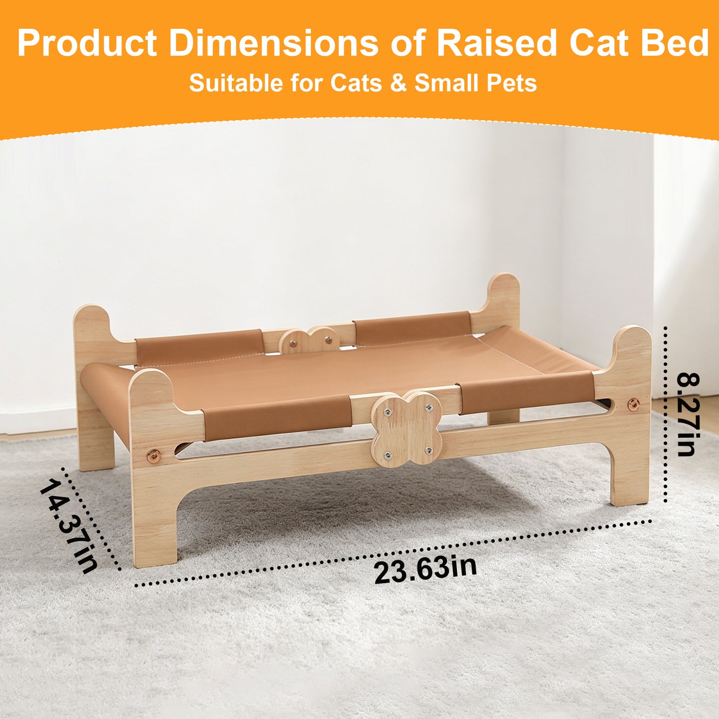 Twinsing Wooden Hammock Breathable Couch with Scratch-Resistant Fabric Elevated Dog & Cat Bed