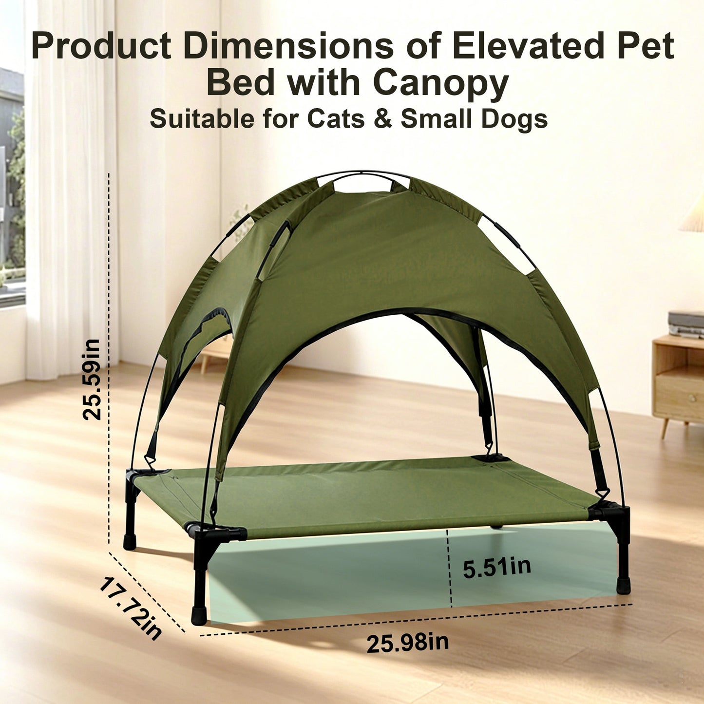 Twinsing Indoor Outdoor Camping Backyard Portable Raised Cot Waterproof Cooling Tent Elevated Dog & Cat Bed, Green
