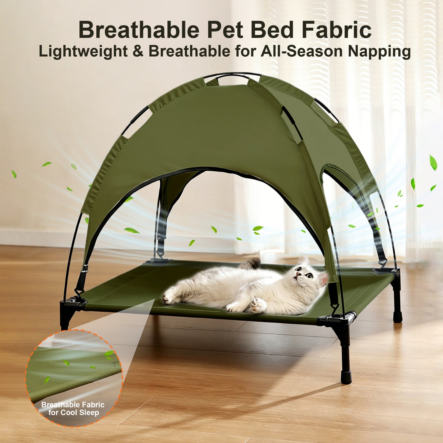 Twinsing Indoor Outdoor Camping Backyard Portable Raised Cot Waterproof Cooling Tent Elevated Dog & Cat Bed, Green